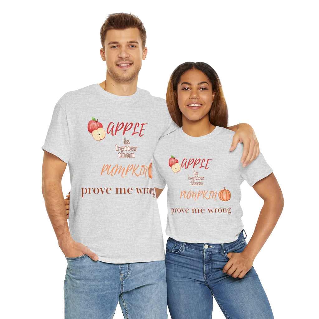 Apple Better Than Pumpkin Tee, Funny Autumn T-Shirt, Casual Halloween Shirt, Fall Holiday Apparel, Gift for Friends