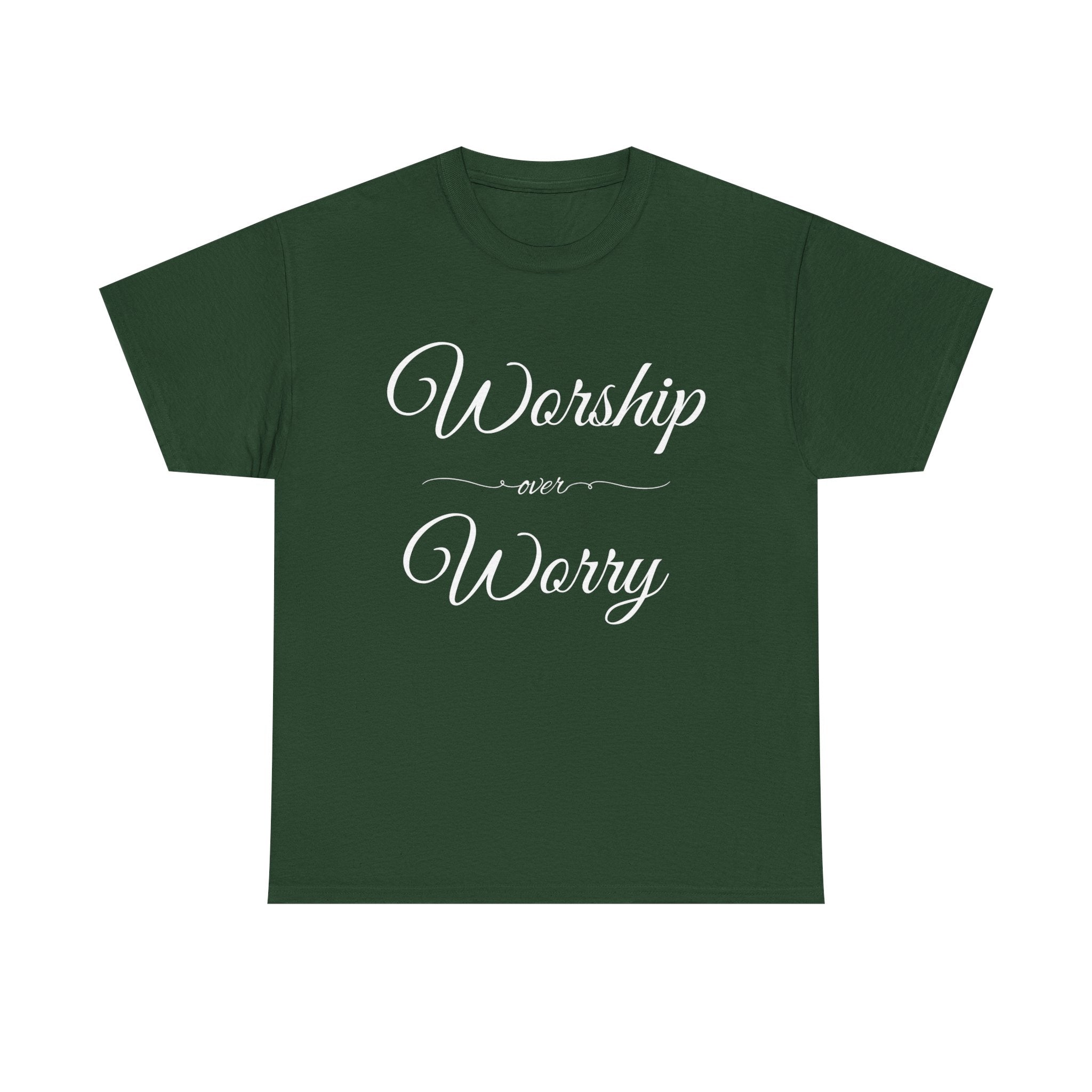 Worship Over Worry Unisex Heavy Cotton Tee - Inspirational T-Shirt, Motivational Apparel, Gift for Faith, Sunday Best, Everyday Comfort
