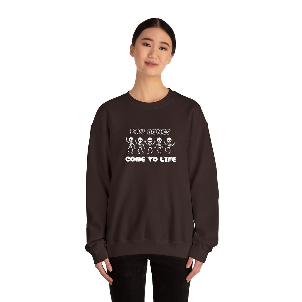Embroidered Dry Bones Sweatshirt, Ghostly Vibes Unisex Crewneck, Casual Fall Fashion, Halloween Costume, Perfect for Trick or Treating