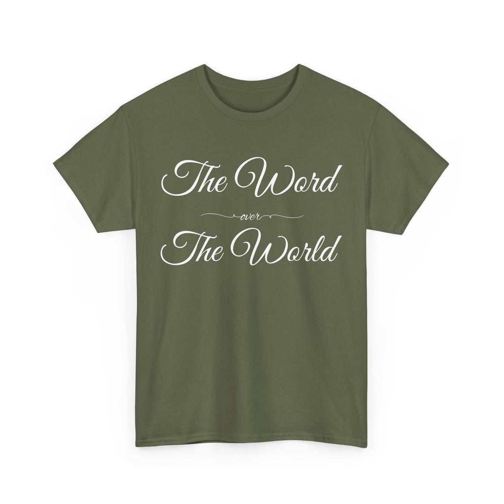 Inspirational Unisex Heavy Cotton Tee - The Word Over The World - Motivational Shirt, Gift for Friends, Cousins, Family, Casual Wear, [...]