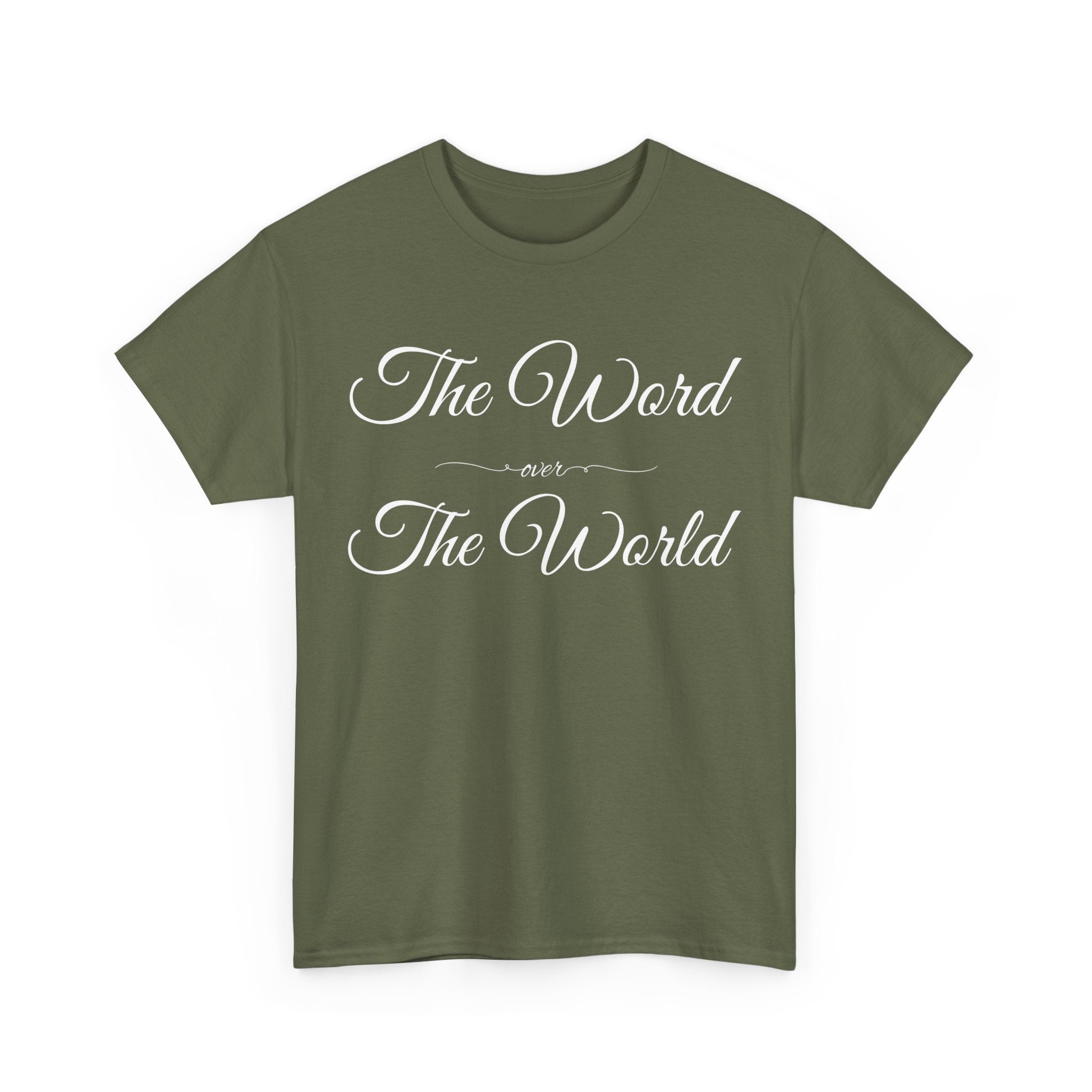 Inspirational Unisex Heavy Cotton Tee - The Word Over The World - Motivational Shirt, Gift for Friends, Cousins, Family, Casual Wear, [...]