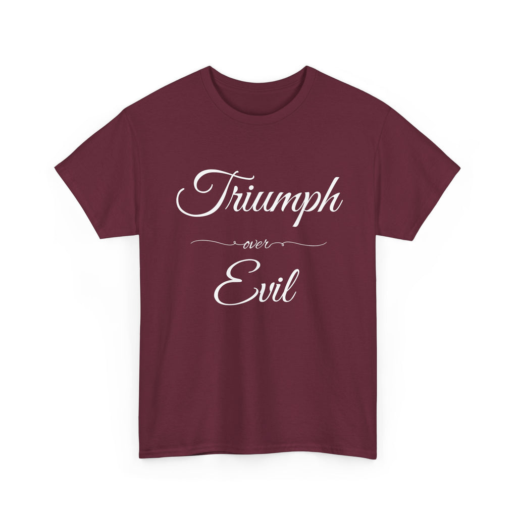 Triumph Over Evil Unisex Heavy Cotton Tee | Inspirational Tee, Casual Wear, Gift for Heroes, Motivational Shirt, Everyday Style