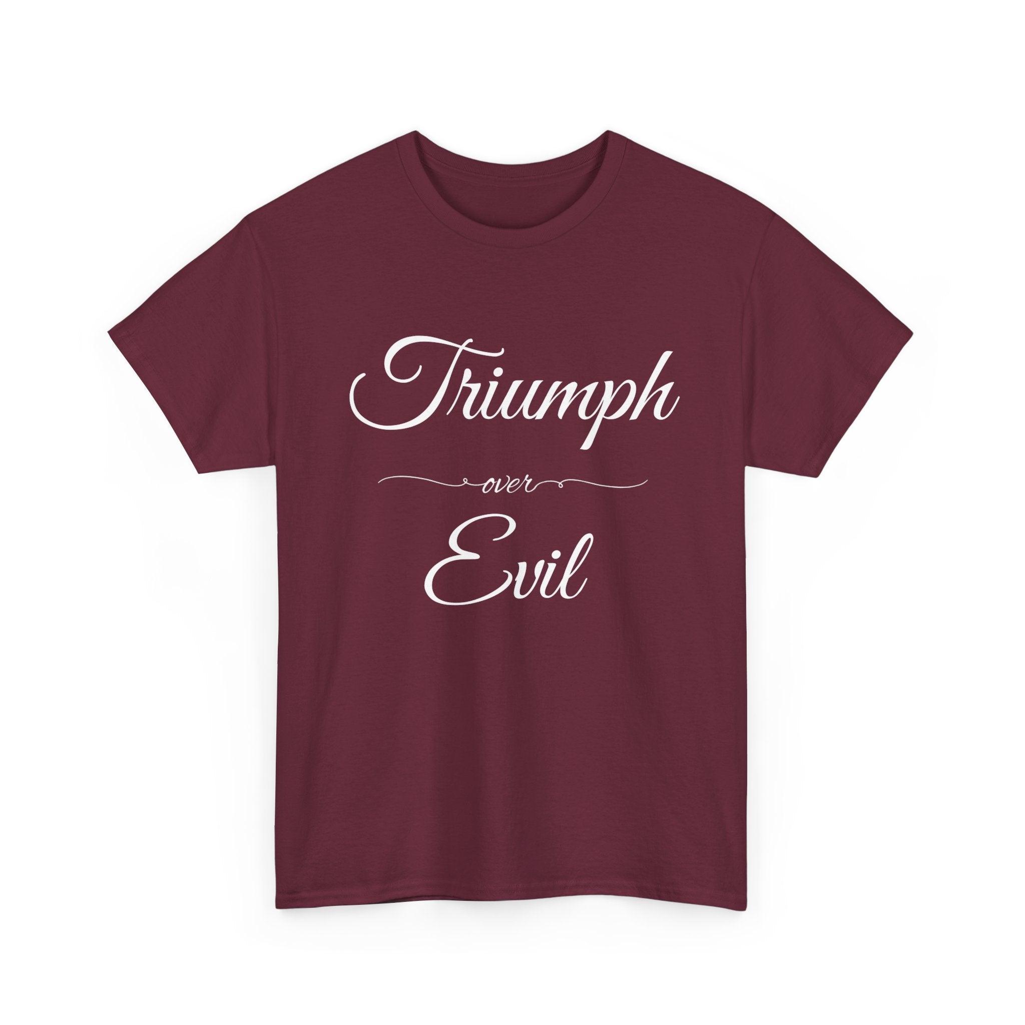 Triumph Over Evil Unisex Heavy Cotton Tee | Inspirational Tee, Casual Wear, Gift for Heroes, Motivational Shirt, Everyday Style