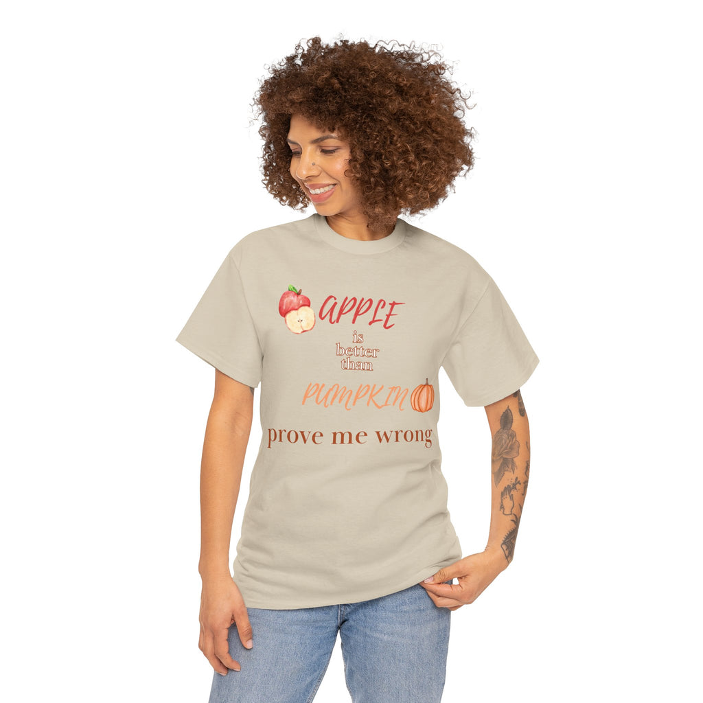 Apple Better Than Pumpkin Tee, Funny Autumn T-Shirt, Casual Halloween Shirt, Fall Holiday Apparel, Gift for Friends