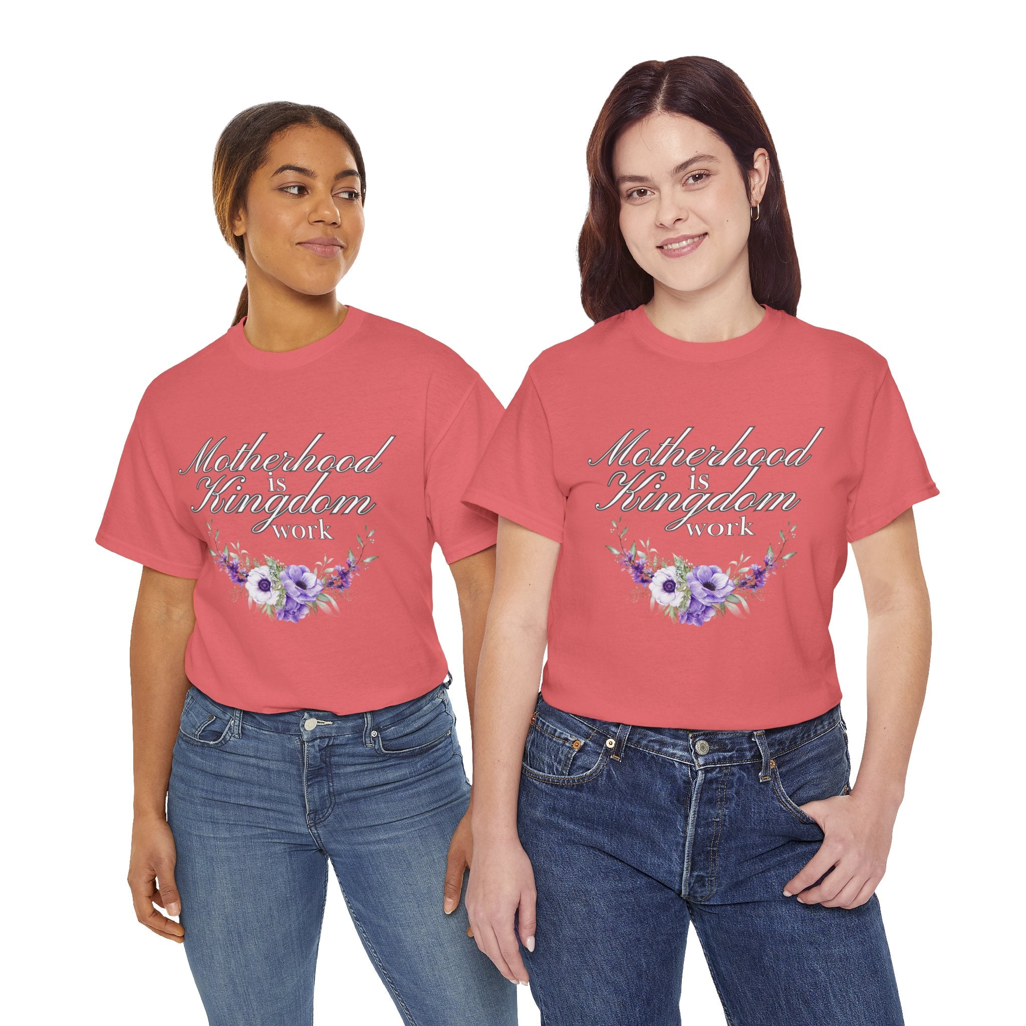 Motherhood is Kingdom Work Unisex Tee - Celebrate Motherhood, Gift for Moms, Cute Floral Design, Relaxed Fit, Everyday Wear