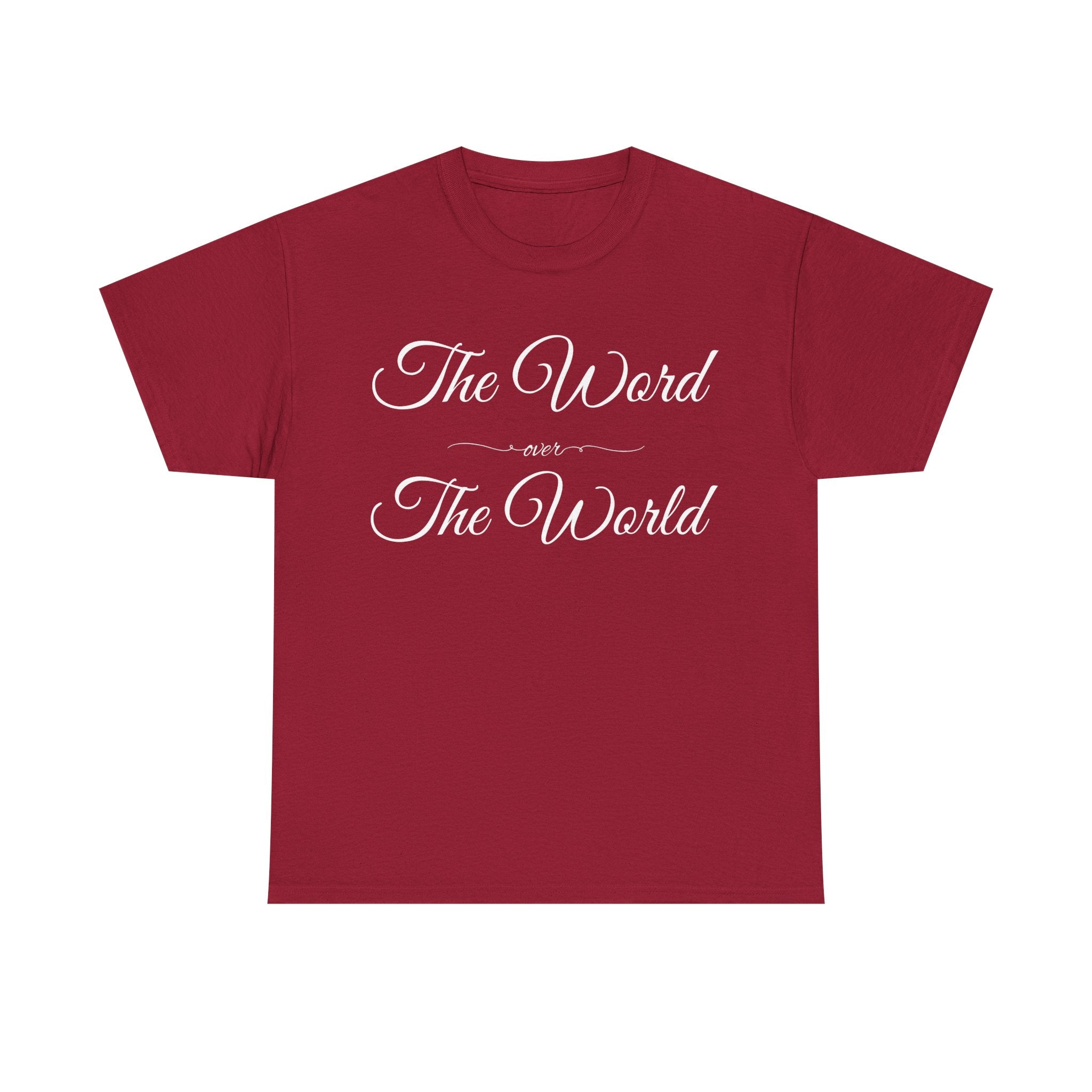 Inspirational Unisex Heavy Cotton Tee - The Word Over The World - Motivational Shirt, Gift for Friends, Cousins, Family, Casual Wear, [...]