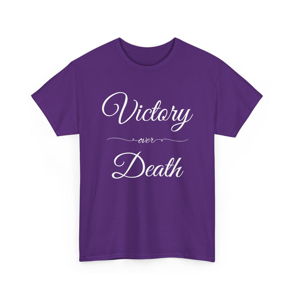 Victory Over Death Unisex Heavy Cotton Tee - Inspirational Quote Shirt, Casual Wear, Gift for Friends, Motivational Apparel, Everyday Comfort