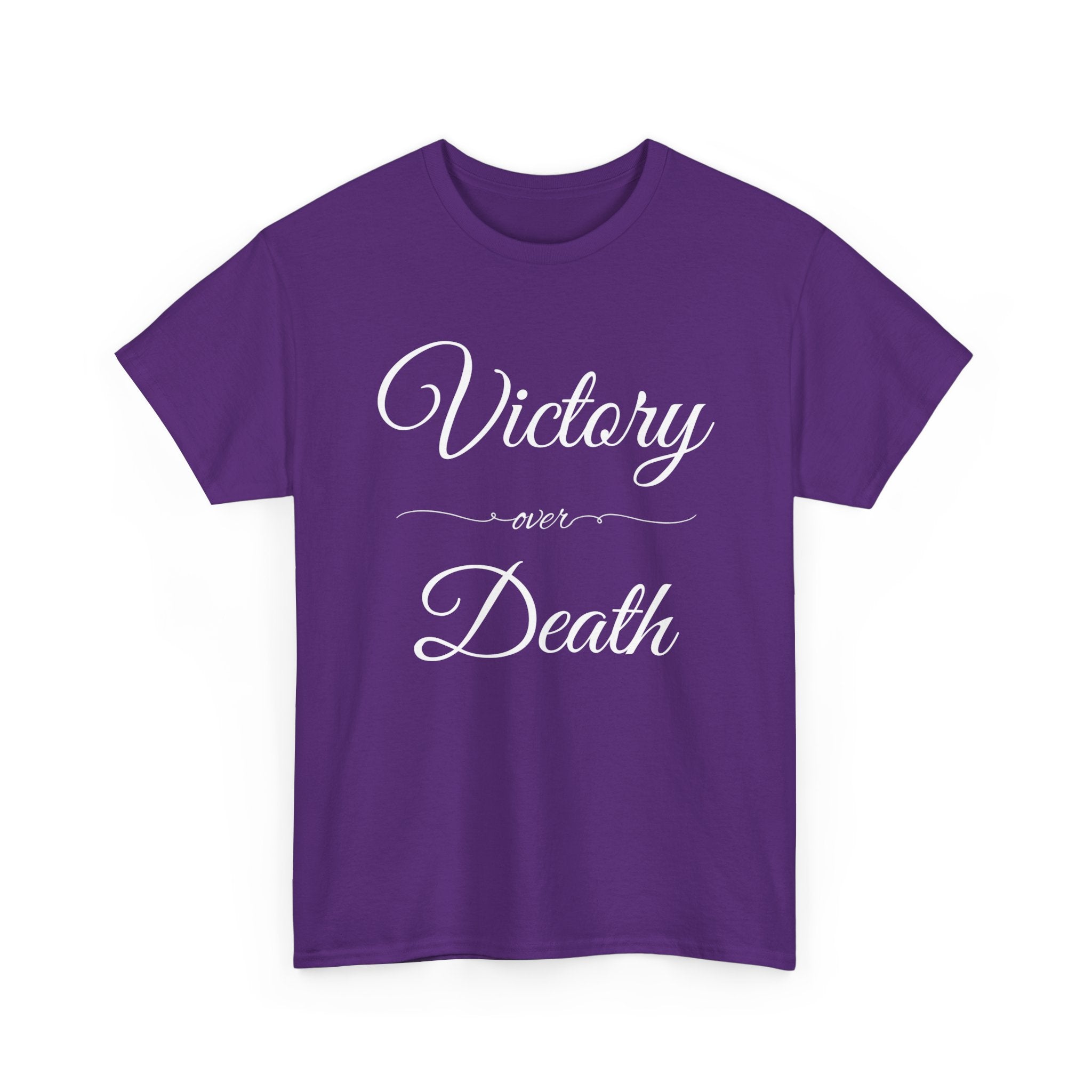 Victory Over Death Unisex Heavy Cotton Tee - Inspirational Quote Shirt, Casual Wear, Gift for Friends, Motivational Apparel, Everyday Comfort