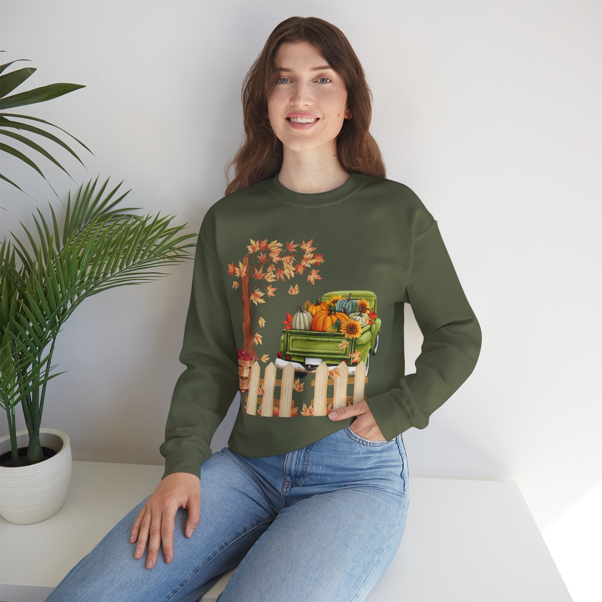 Autumn Vibes Crewneck Sweatshirt – Cozy Fall Apparel, Pumpkin Decor, Harvest Festival Fashion, Unisex Sweatshirt, Seasonal Layering