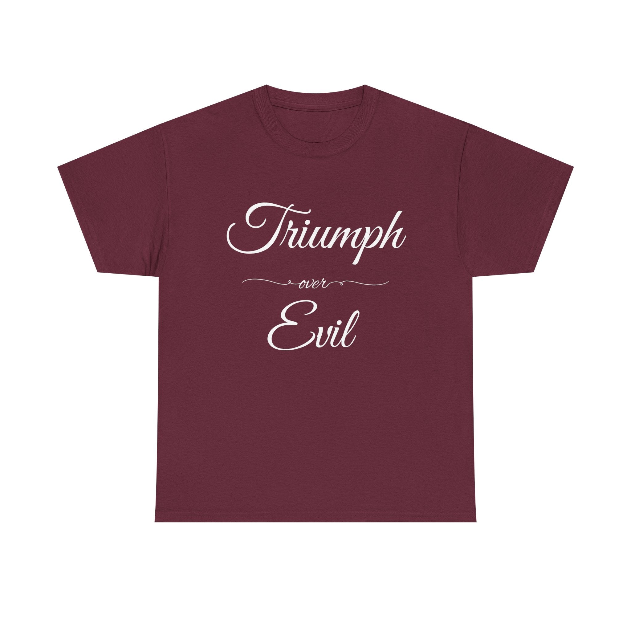 Triumph Over Evil Unisex Heavy Cotton Tee | Inspirational Tee, Casual Wear, Gift for Heroes, Motivational Shirt, Everyday Style