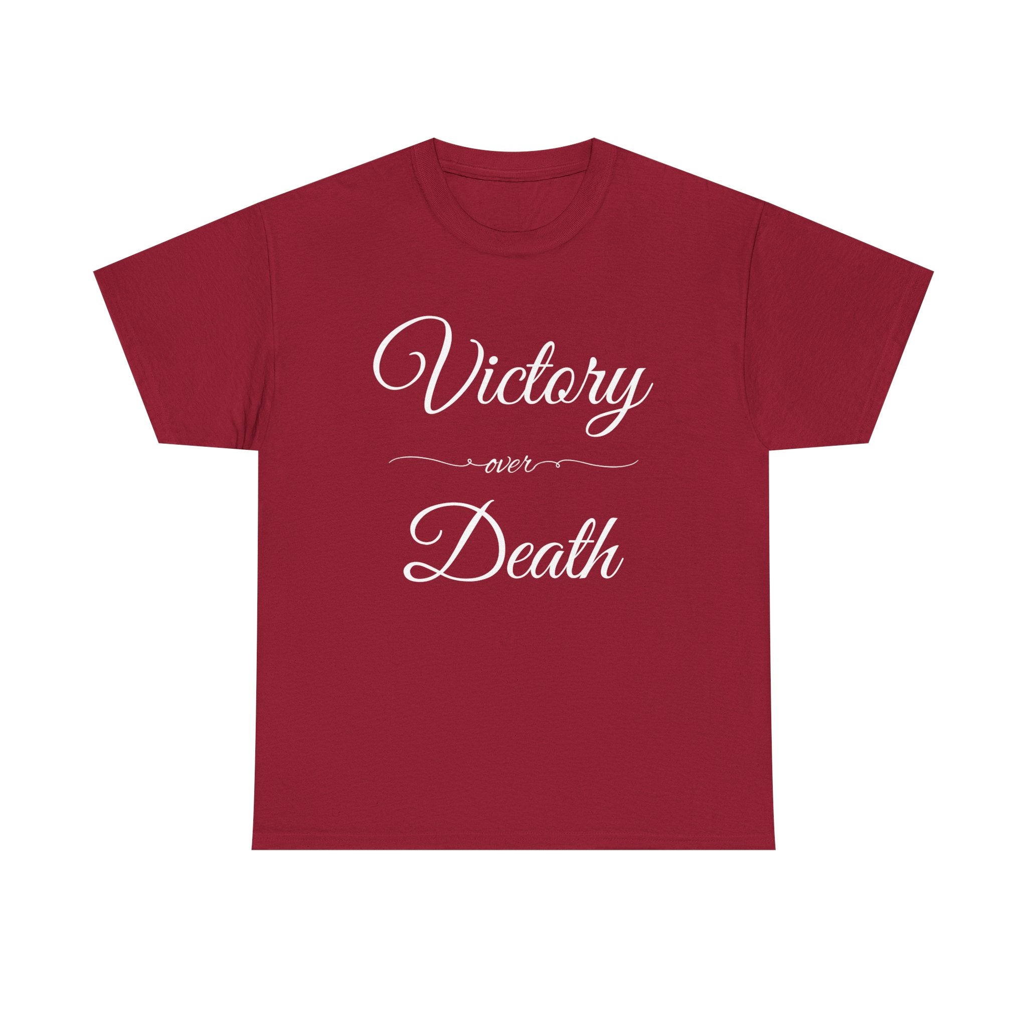 Victory Over Death Unisex Heavy Cotton Tee - Inspirational Quote Shirt, Casual Wear, Gift for Friends, Motivational Apparel, Everyday Comfort