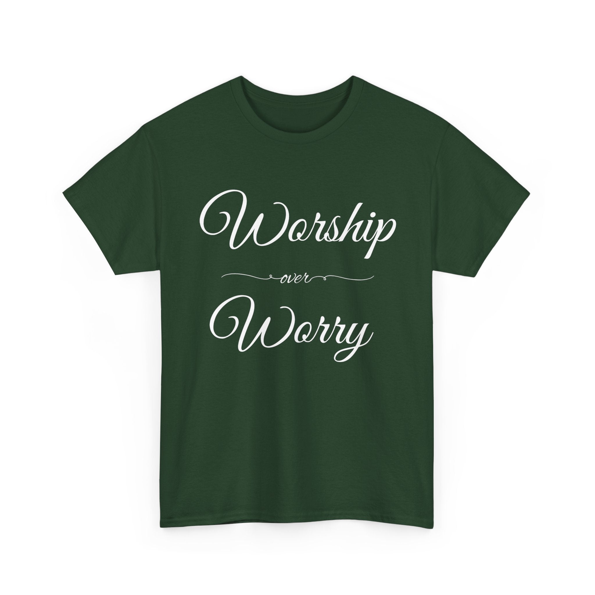 Worship Over Worry Unisex Heavy Cotton Tee - Inspirational T-Shirt, Motivational Apparel, Gift for Faith, Sunday Best, Everyday Comfort