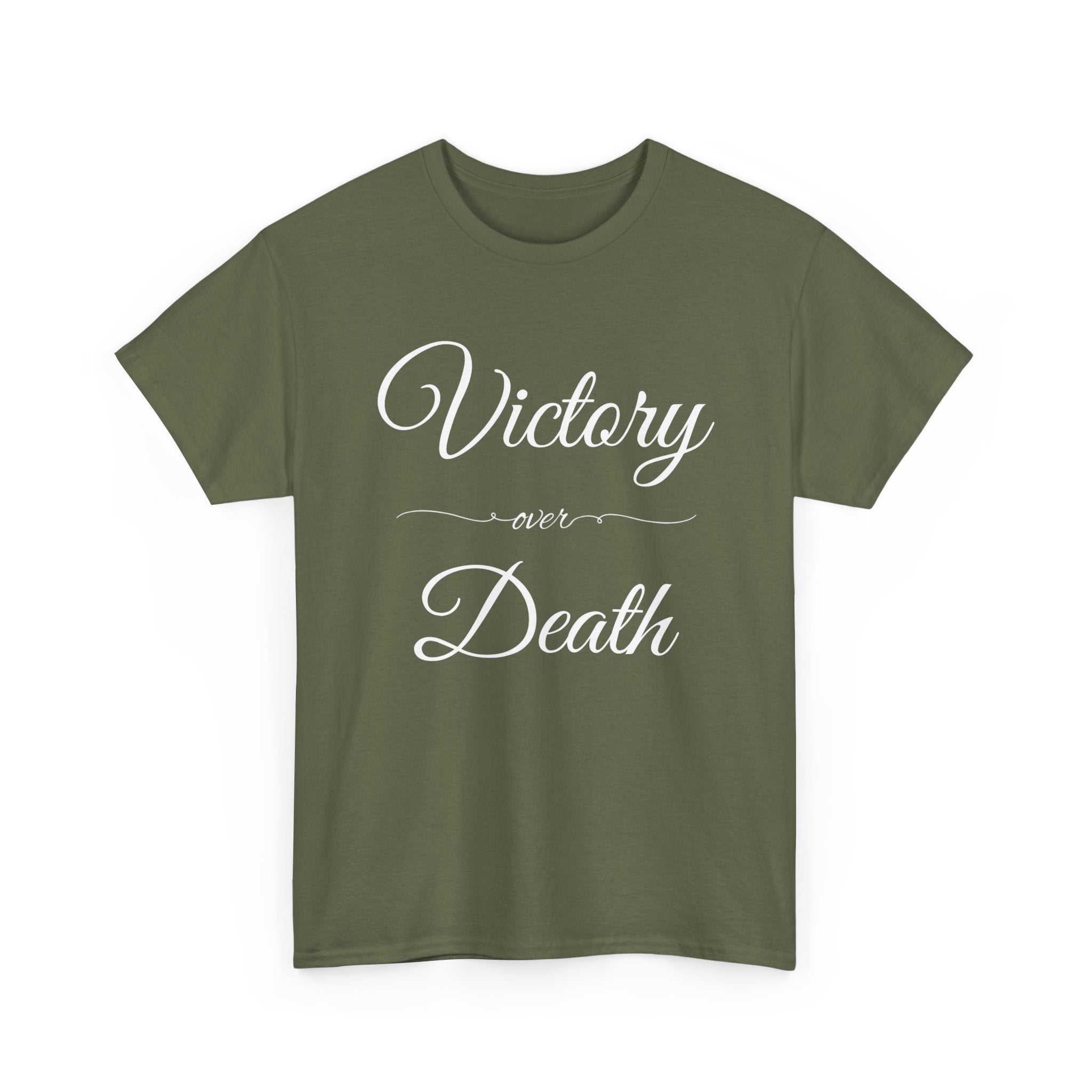 Victory Over Death Unisex Heavy Cotton Tee - Inspirational Quote Shirt, Casual Wear, Gift for Friends, Motivational Apparel, Everyday Comfort