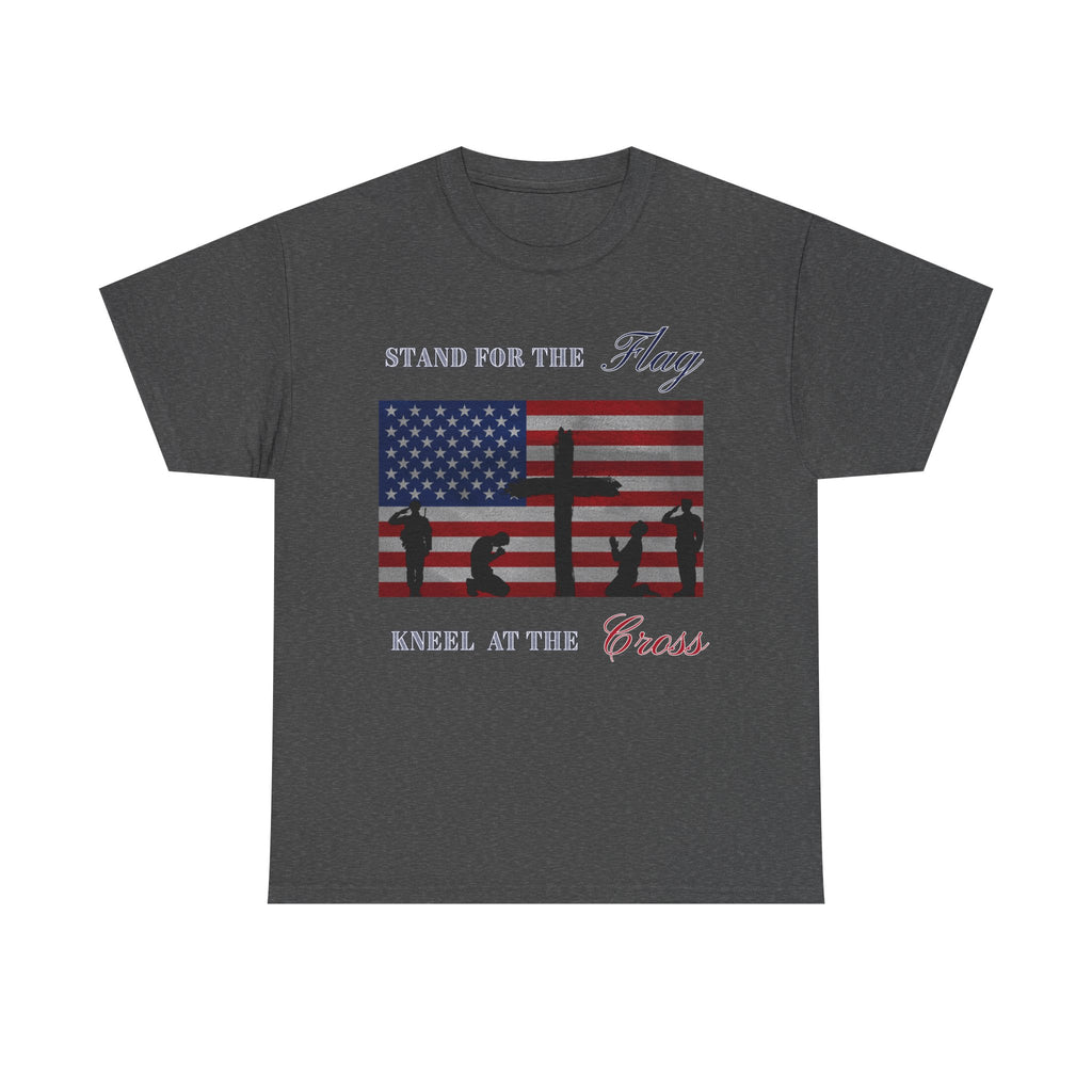 Patriotic Faith Unisex Heavy Cotton Tee, Stand for the Flag Shirt, Christian Style Tee, Independence Day Gift, Faith Based Apparel