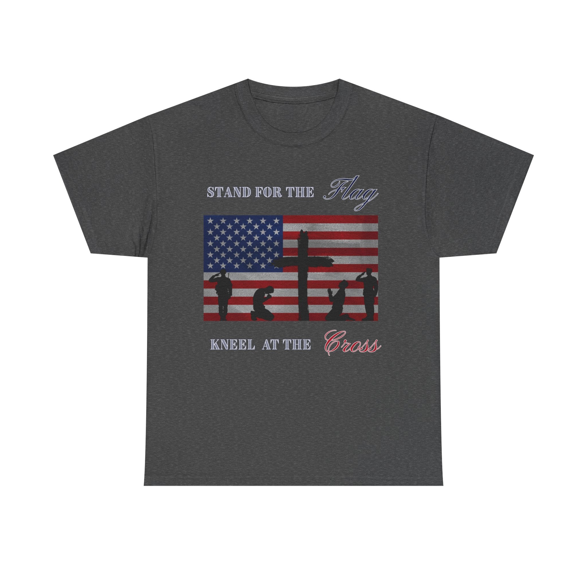 Patriotic Faith Unisex Heavy Cotton Tee, Stand for the Flag Shirt, Christian Style Tee, Independence Day Gift, Faith Based Apparel