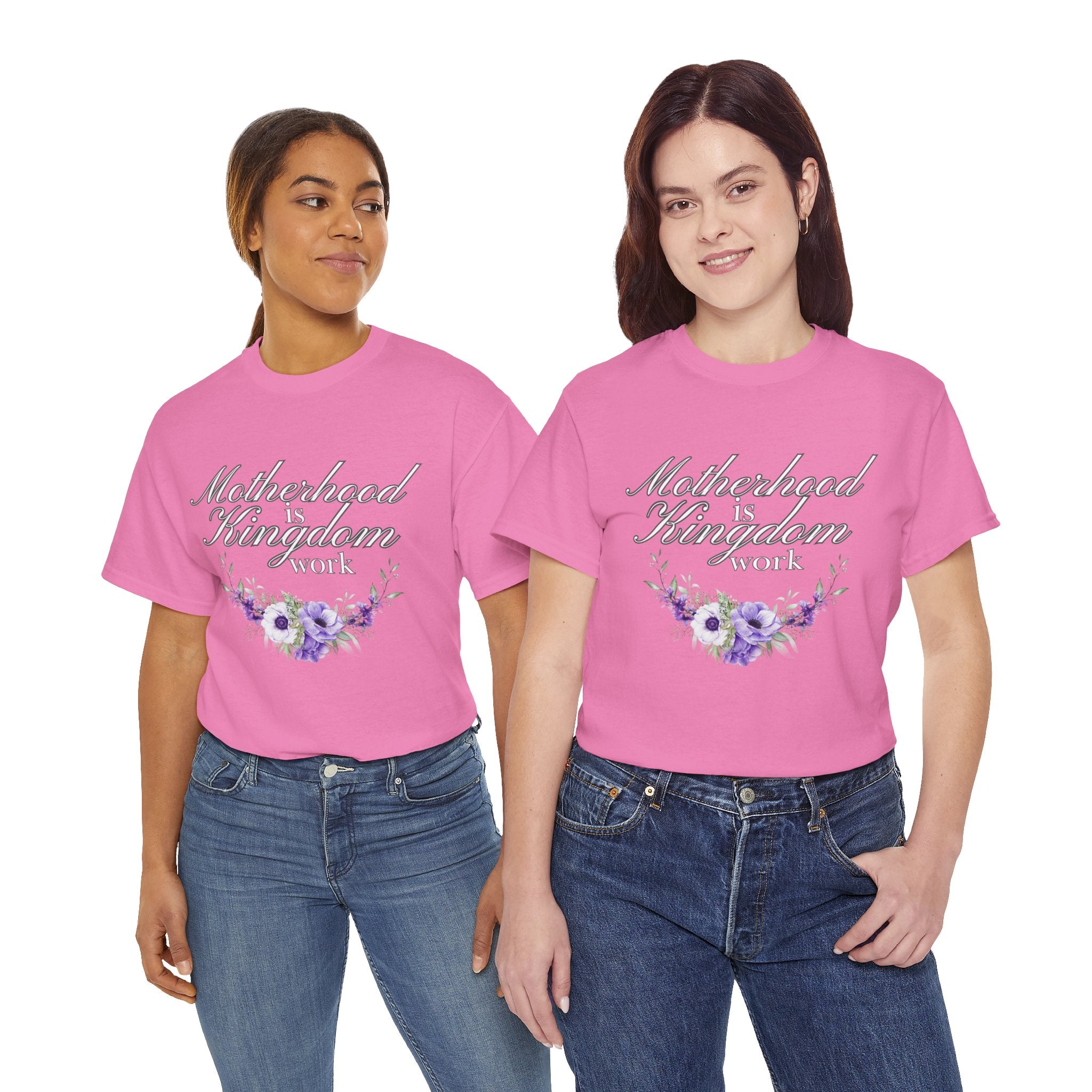 Motherhood is Kingdom Work Unisex Tee - Celebrate Motherhood, Gift for Moms, Cute Floral Design, Relaxed Fit, Everyday Wear