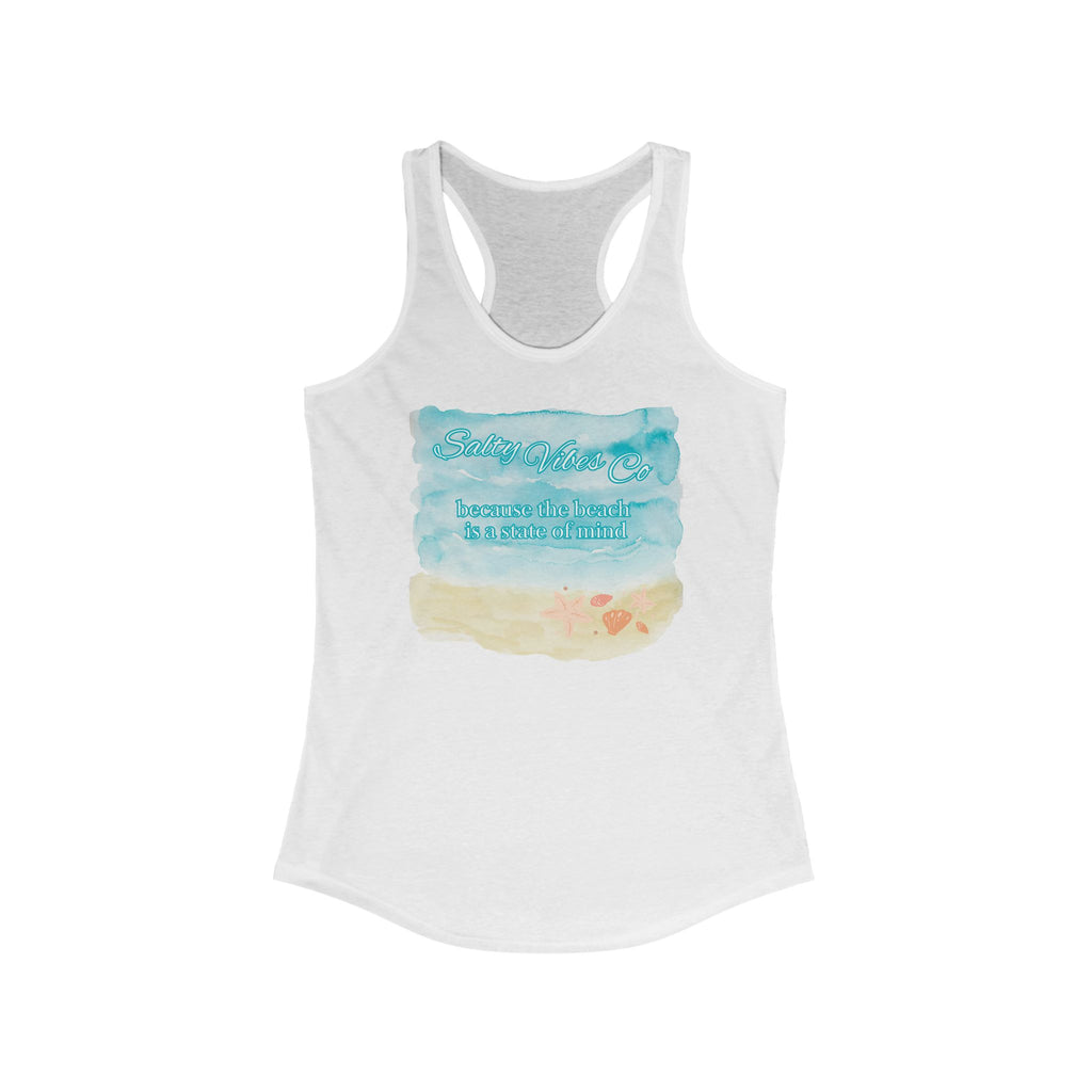 Beach Vibes Racerback Tank Top, Summer Workout Tee, Casual Beachwear, Vacation Clothing, Women's Fitness Shirt