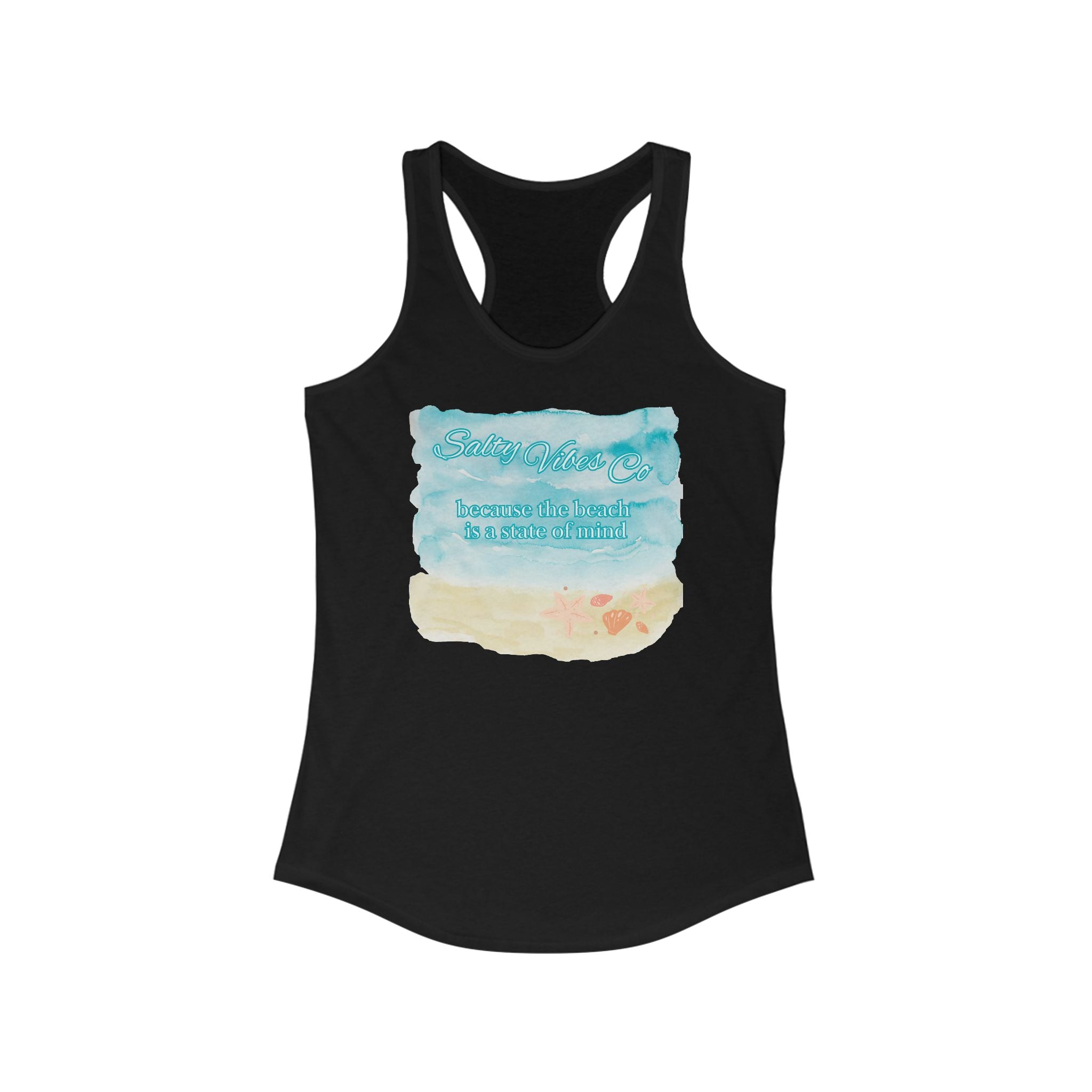 Beach Vibes Racerback Tank Top, Summer Workout Tee, Casual Beachwear, Vacation Clothing, Women's Fitness Shirt