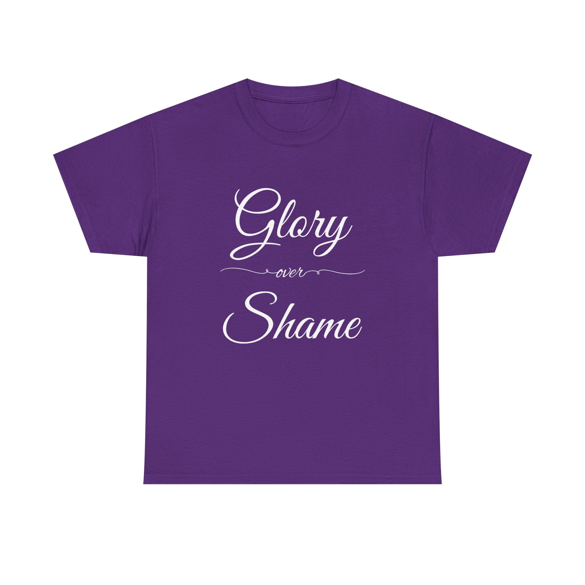 Unisex Heavy Cotton Tee with "Glory Over Shame" - Casual Wear, Gift for Friends, Statement Shirt, Everyday Apparel, Unique Graphic Tee