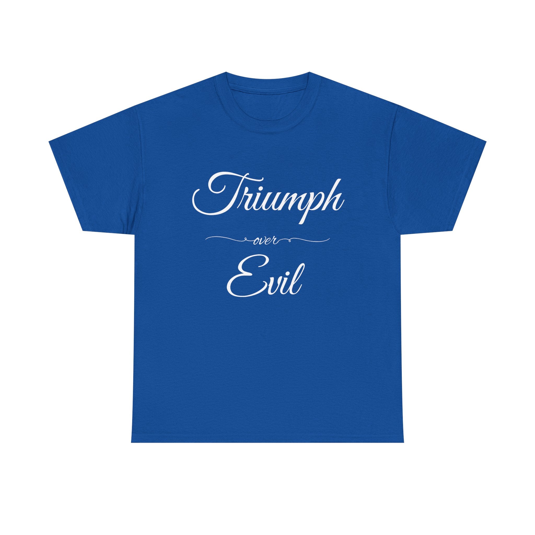Triumph Over Evil Unisex Heavy Cotton Tee | Inspirational Tee, Casual Wear, Gift for Heroes, Motivational Shirt, Everyday Style