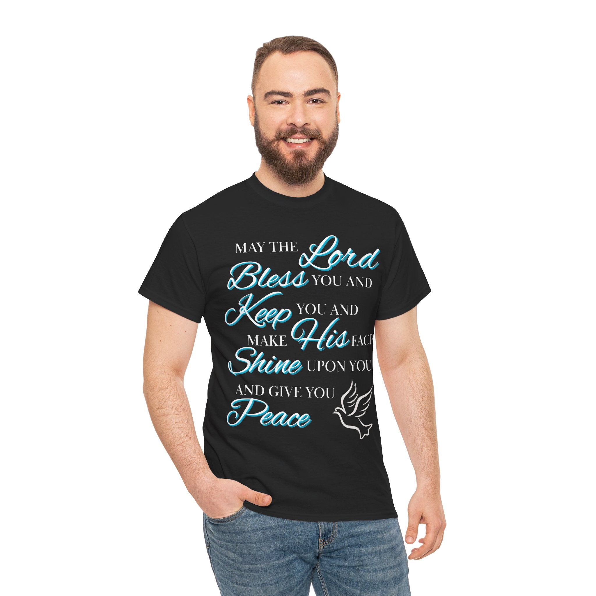 May The Lord Bless You and Keep You Faith-Inspired Unisex Heavy Cotton Tee, Inspirational Graphic Shirt, Christian Gift, Casual Wear, Spiritual Comfort, Religious Apparel