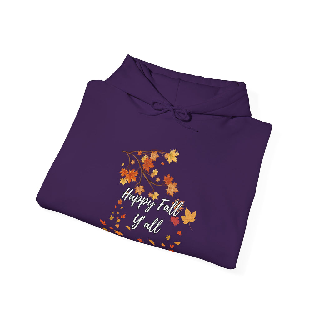 Happy Fall Y'all Hoodie - Cozy Unisex Sweatshirt for Autumn, Thanksgiving Gift, Seasonal Wear, Fall Fashion, Leaf Design