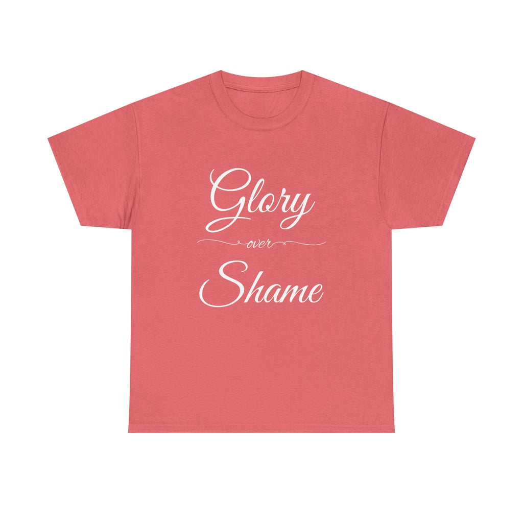 Unisex Heavy Cotton Tee with "Glory Over Shame" - Casual Wear, Gift for Friends, Statement Shirt, Everyday Apparel, Unique Graphic Tee