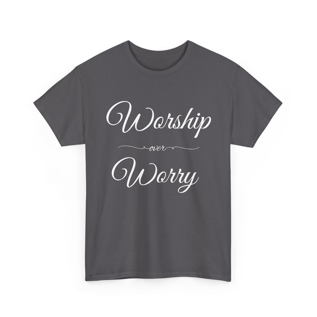 Worship Over Worry Unisex Heavy Cotton Tee - Inspirational T-Shirt, Motivational Apparel, Gift for Faith, Sunday Best, Everyday Comfort
