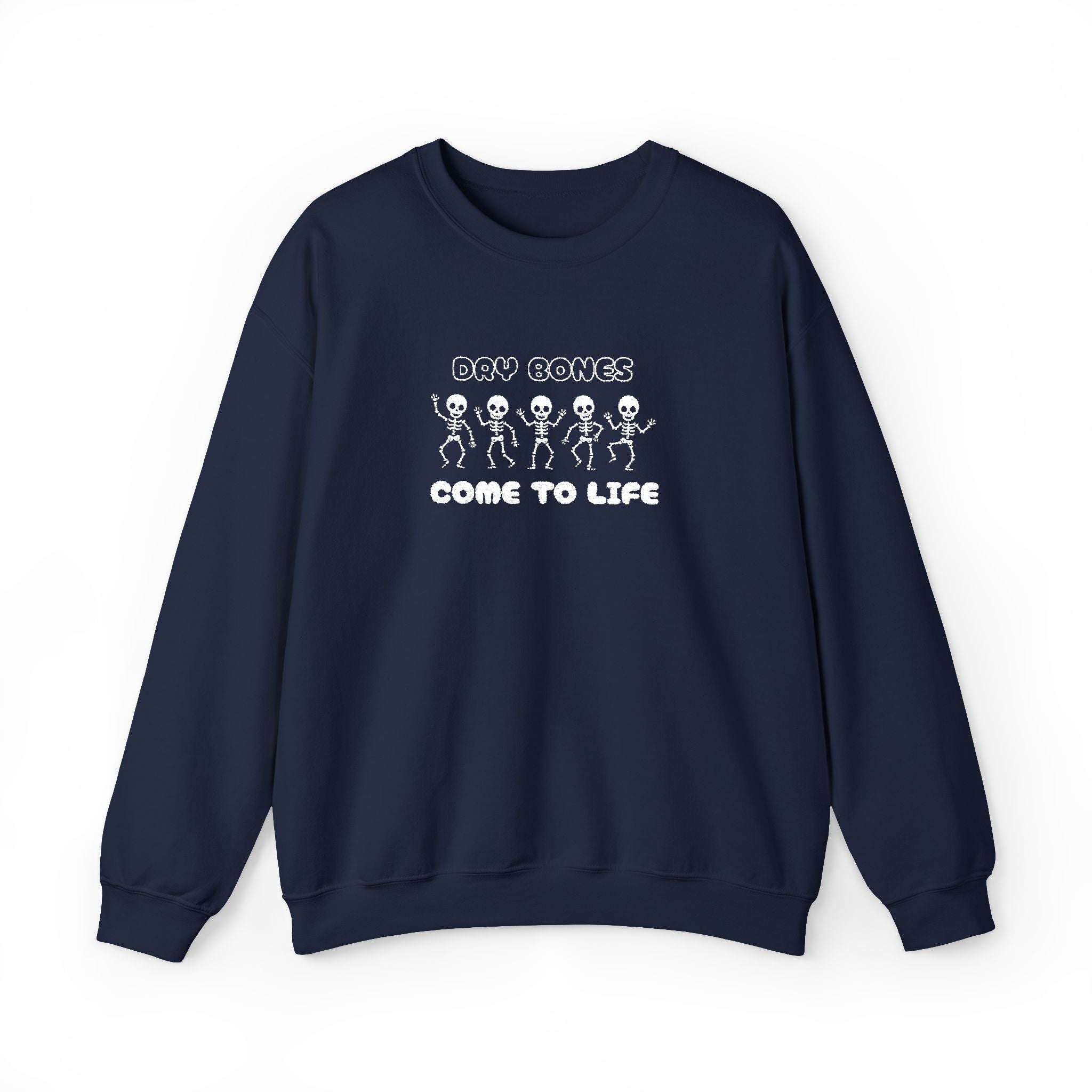 Embroidered Dry Bones Sweatshirt, Ghostly Vibes Unisex Crewneck, Casual Fall Fashion, Halloween Costume, Perfect for Trick or Treating