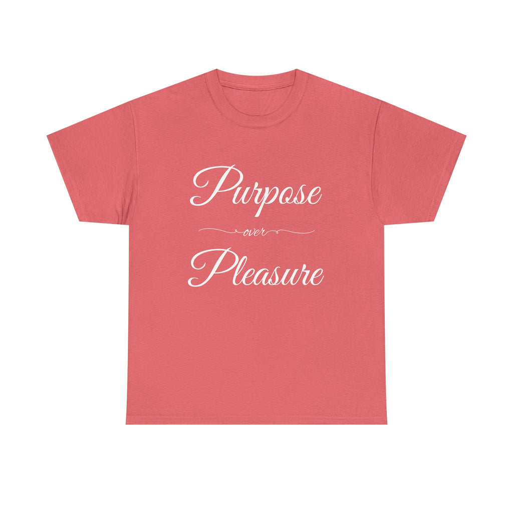 Purpose Over Pleasure Unisex Heavy Cotton Tee, Casual Wear, Gifts for Her, Birthday Present, Motivational T-Shirt, Everyday Comfort