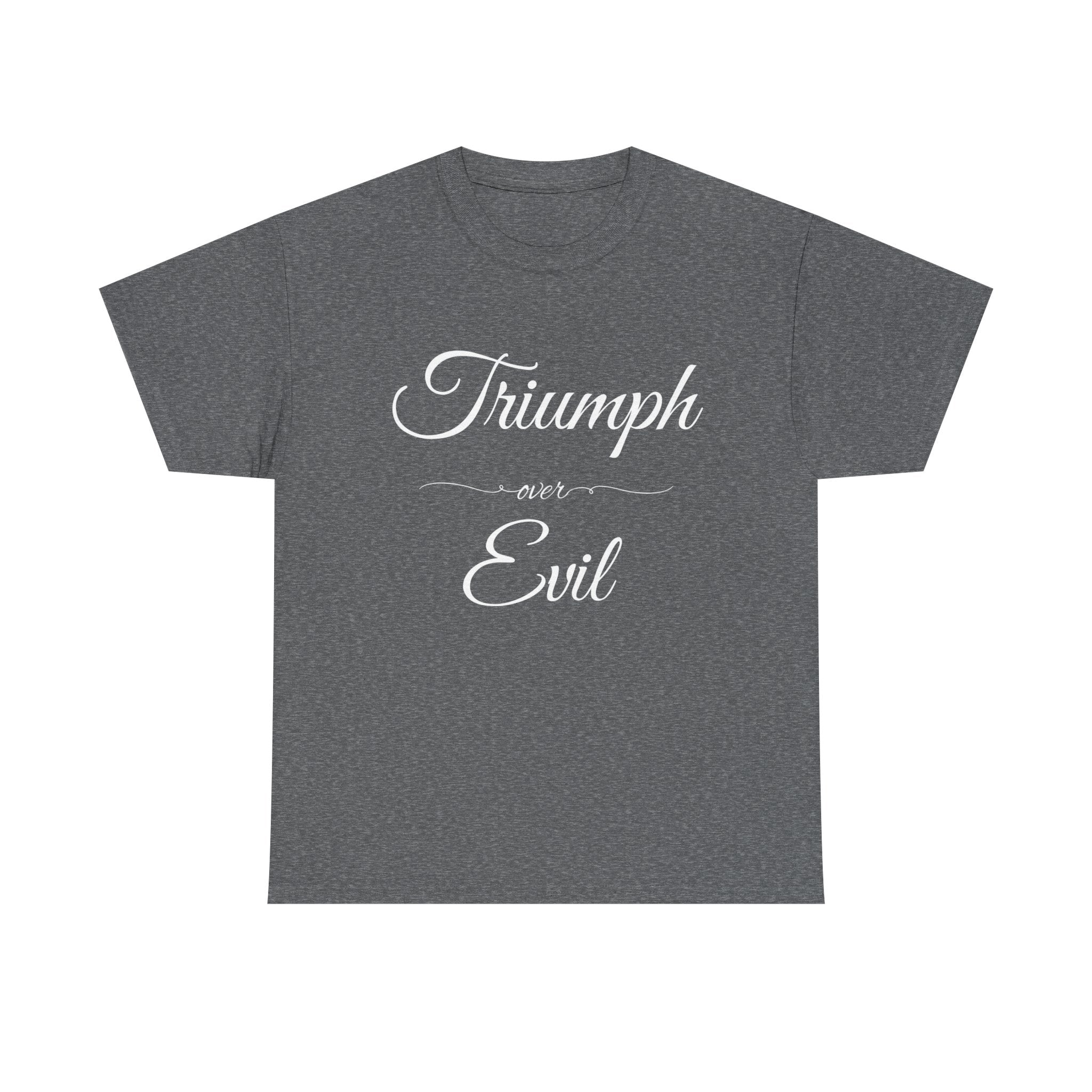 Triumph Over Evil Unisex Heavy Cotton Tee | Inspirational Tee, Casual Wear, Gift for Heroes, Motivational Shirt, Everyday Style