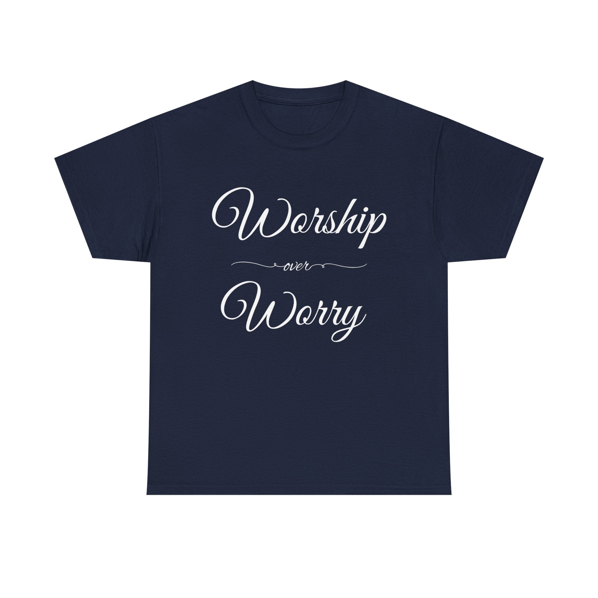Worship Over Worry Unisex Heavy Cotton Tee - Inspirational T-Shirt, Motivational Apparel, Gift for Faith, Sunday Best, Everyday Comfort