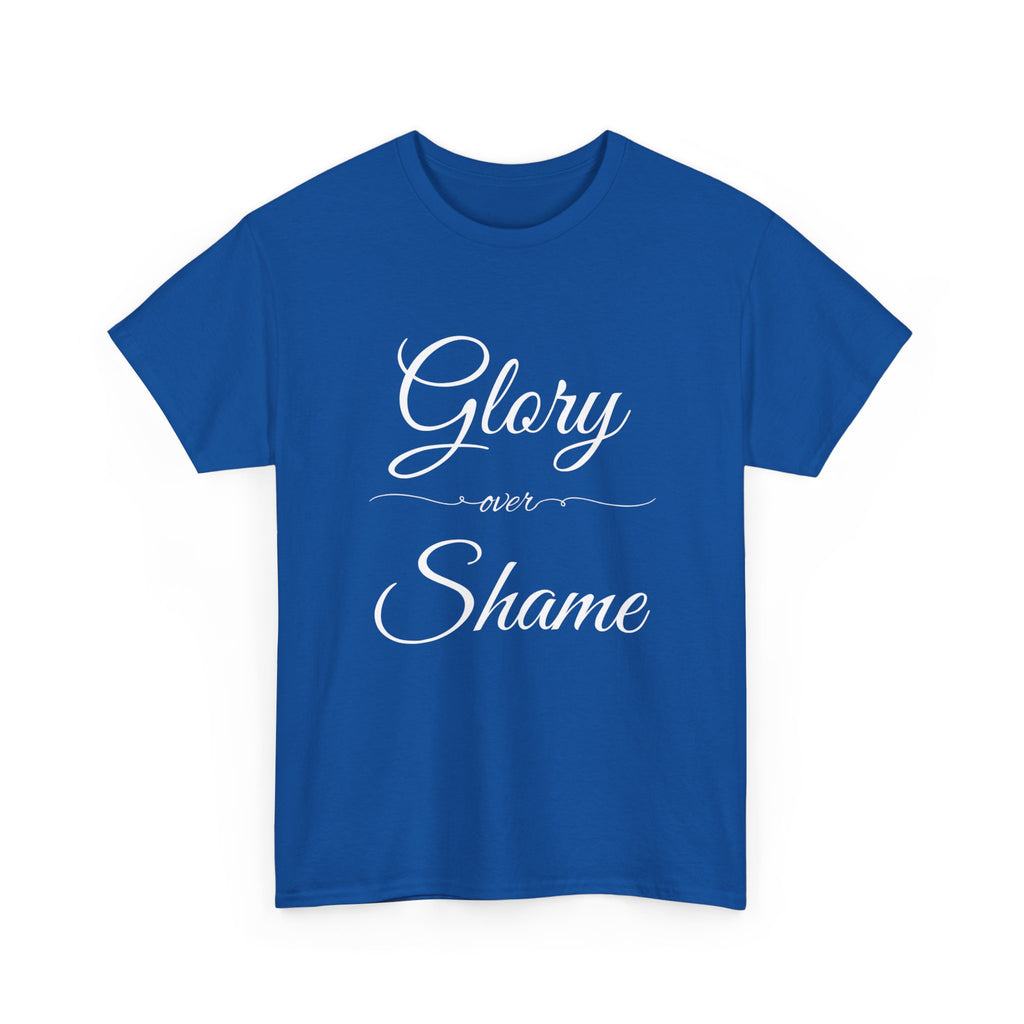 Unisex Heavy Cotton Tee with "Glory Over Shame" - Casual Wear, Gift for Friends, Statement Shirt, Everyday Apparel, Unique Graphic Tee