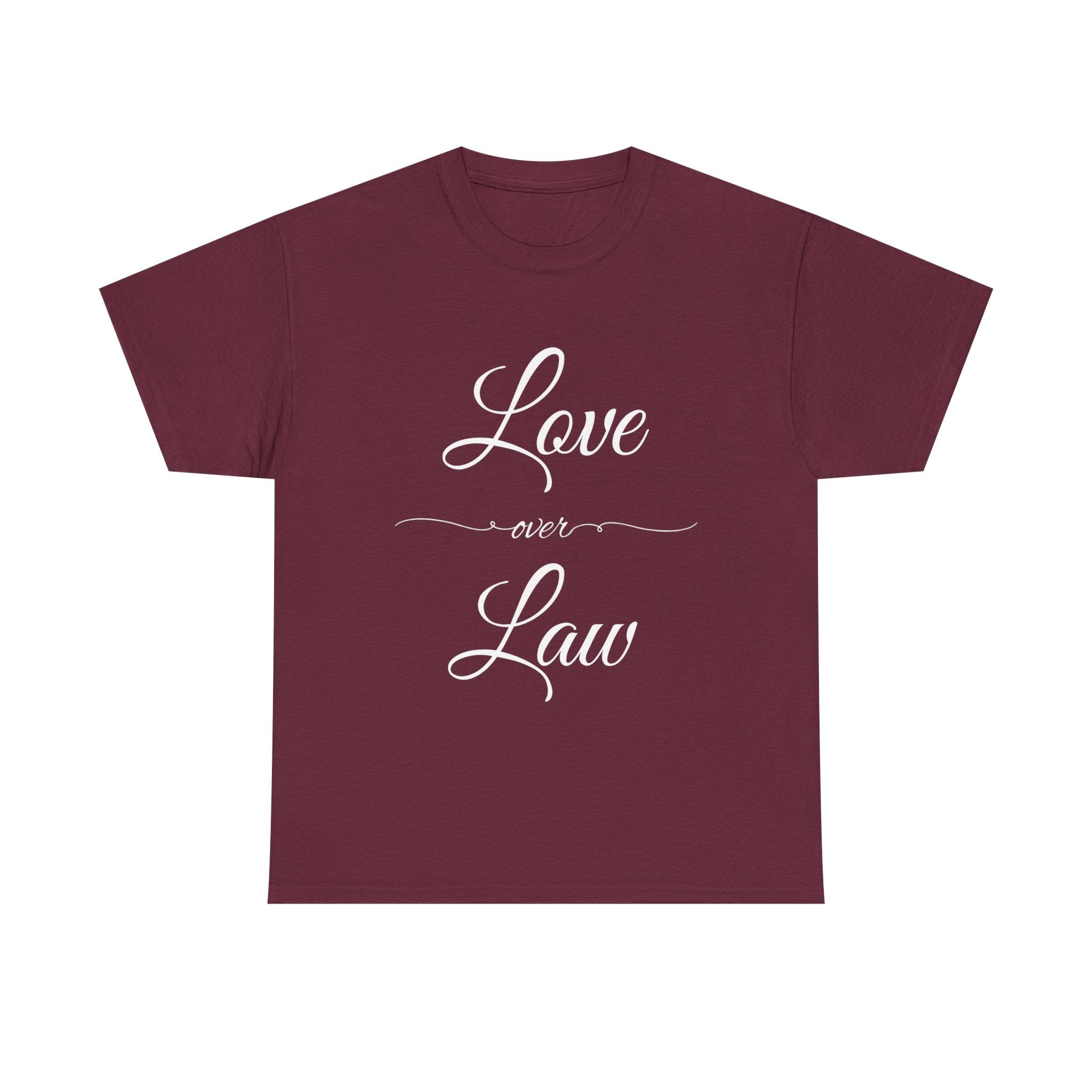 Love Over Law Unisex Heavy Cotton Tee - Cute Legal Shirt, Gift for Law Students, Casual Wear, Legal Humor, Graduation Gift, Law School Apparel
