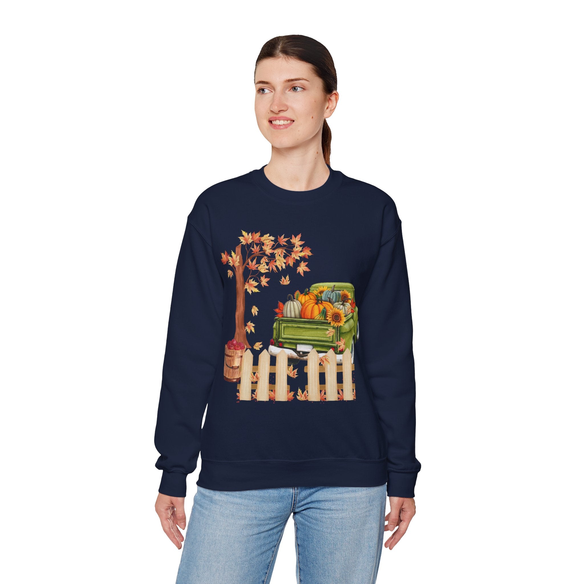 Autumn Vibes Crewneck Sweatshirt – Cozy Fall Apparel, Pumpkin Decor, Harvest Festival Fashion, Unisex Sweatshirt, Seasonal Layering