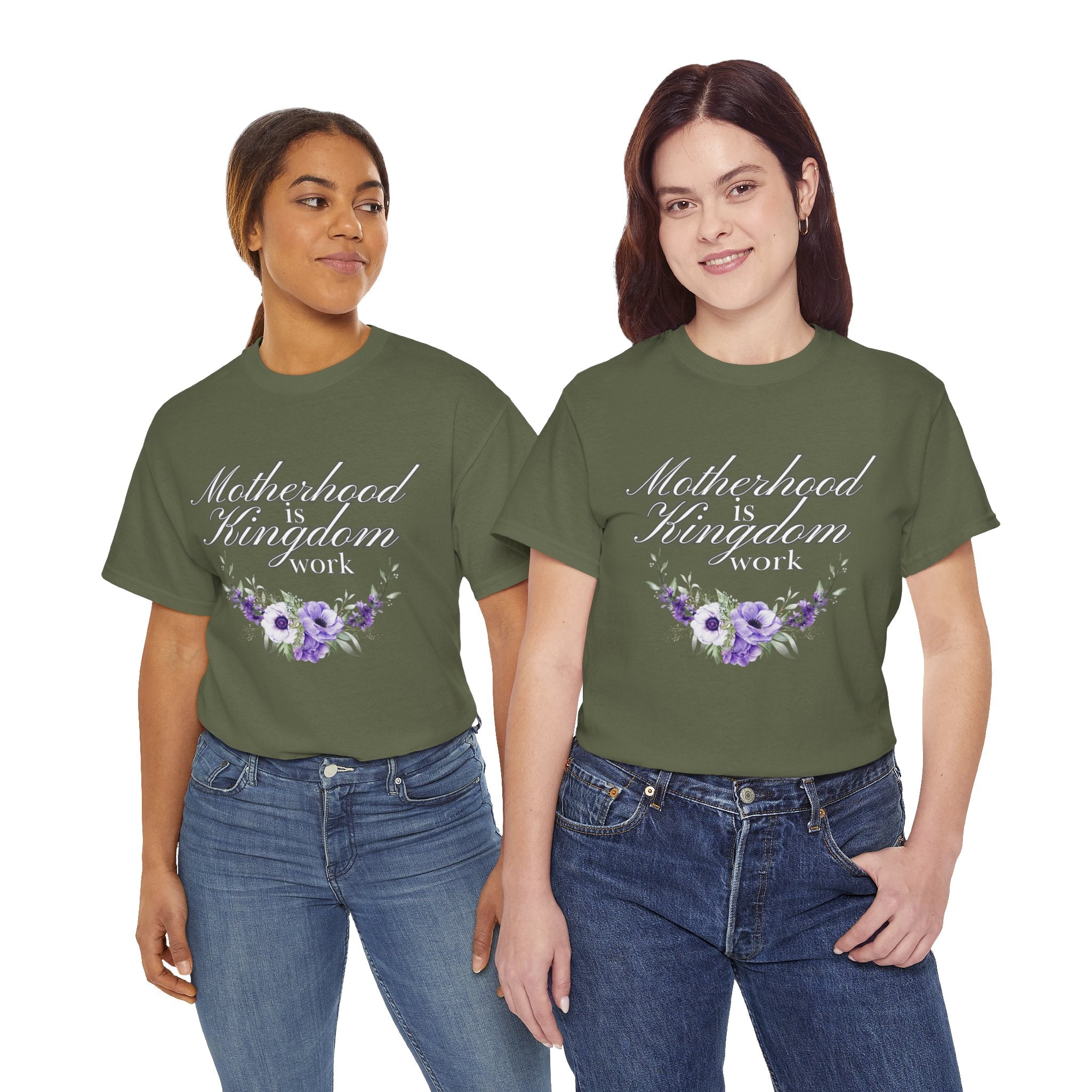 Motherhood is Kingdom Work Unisex Tee - Celebrate Motherhood, Gift for Moms, Cute Floral Design, Relaxed Fit, Everyday Wear