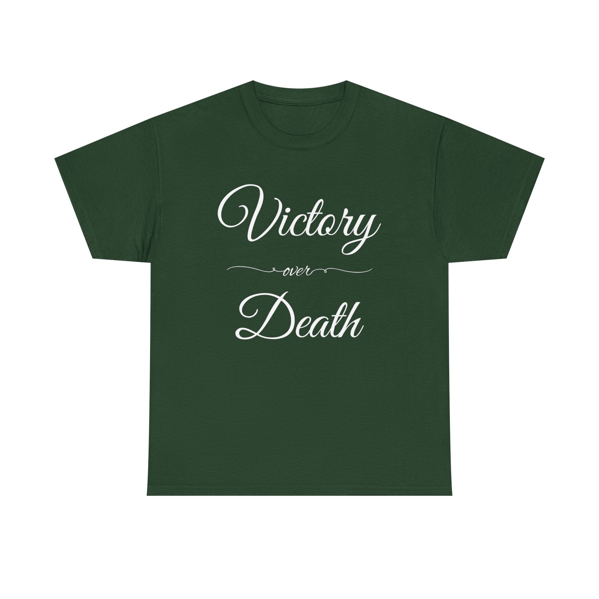 Victory Over Death Unisex Heavy Cotton Tee - Inspirational Quote Shirt, Casual Wear, Gift for Friends, Motivational Apparel, Everyday Comfort