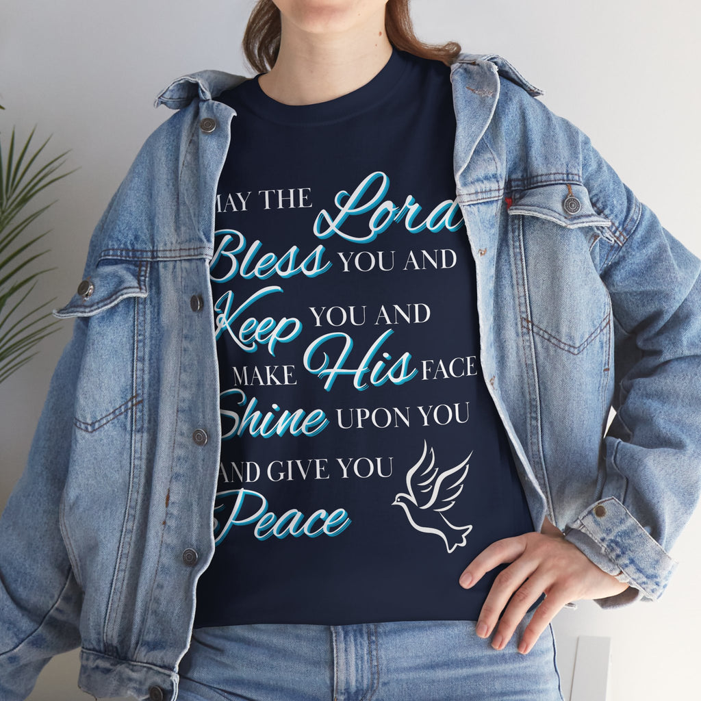 May The Lord Bless You and Keep You Faith-Inspired Unisex Heavy Cotton Tee, Inspirational Graphic Shirt, Christian Gift, Casual Wear, Spiritual Comfort, Religious Apparel