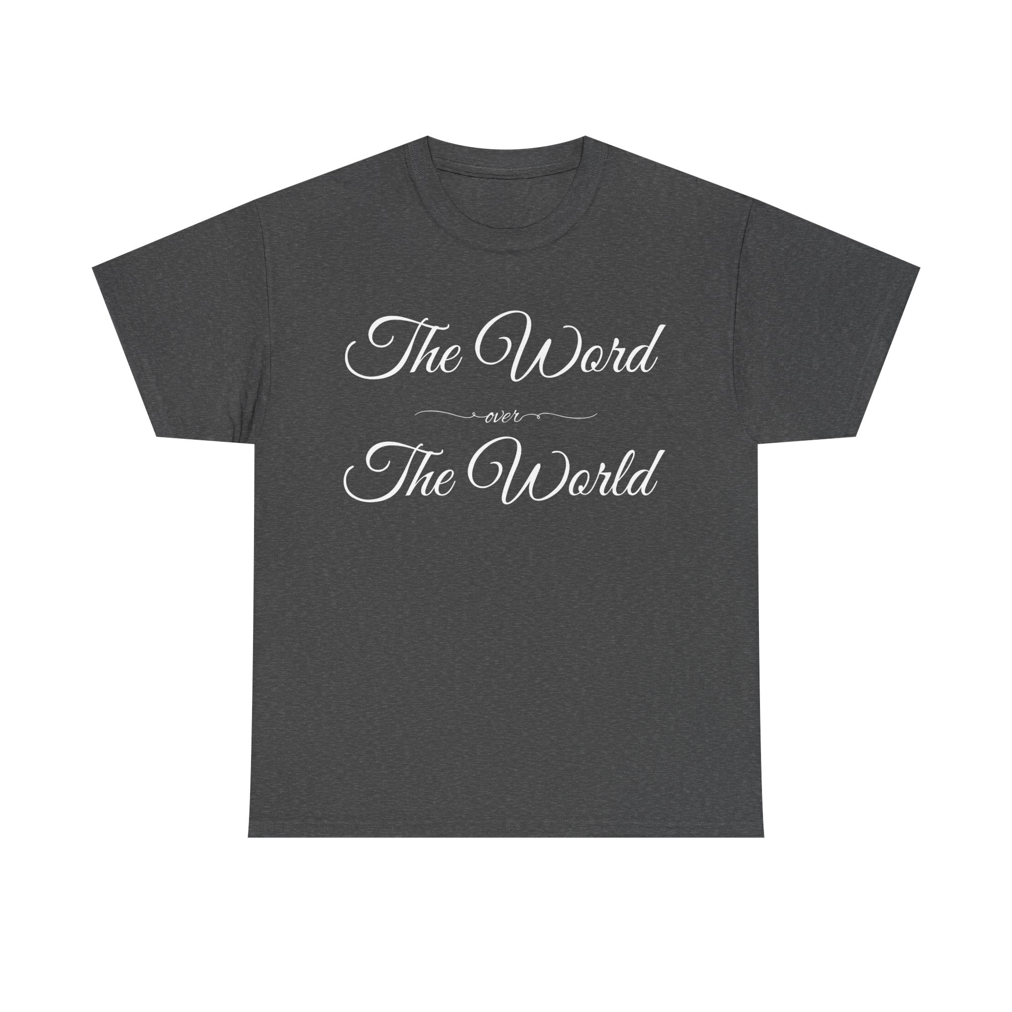 Inspirational Unisex Heavy Cotton Tee - The Word Over The World - Motivational Shirt, Gift for Friends, Cousins, Family, Casual Wear, [...]