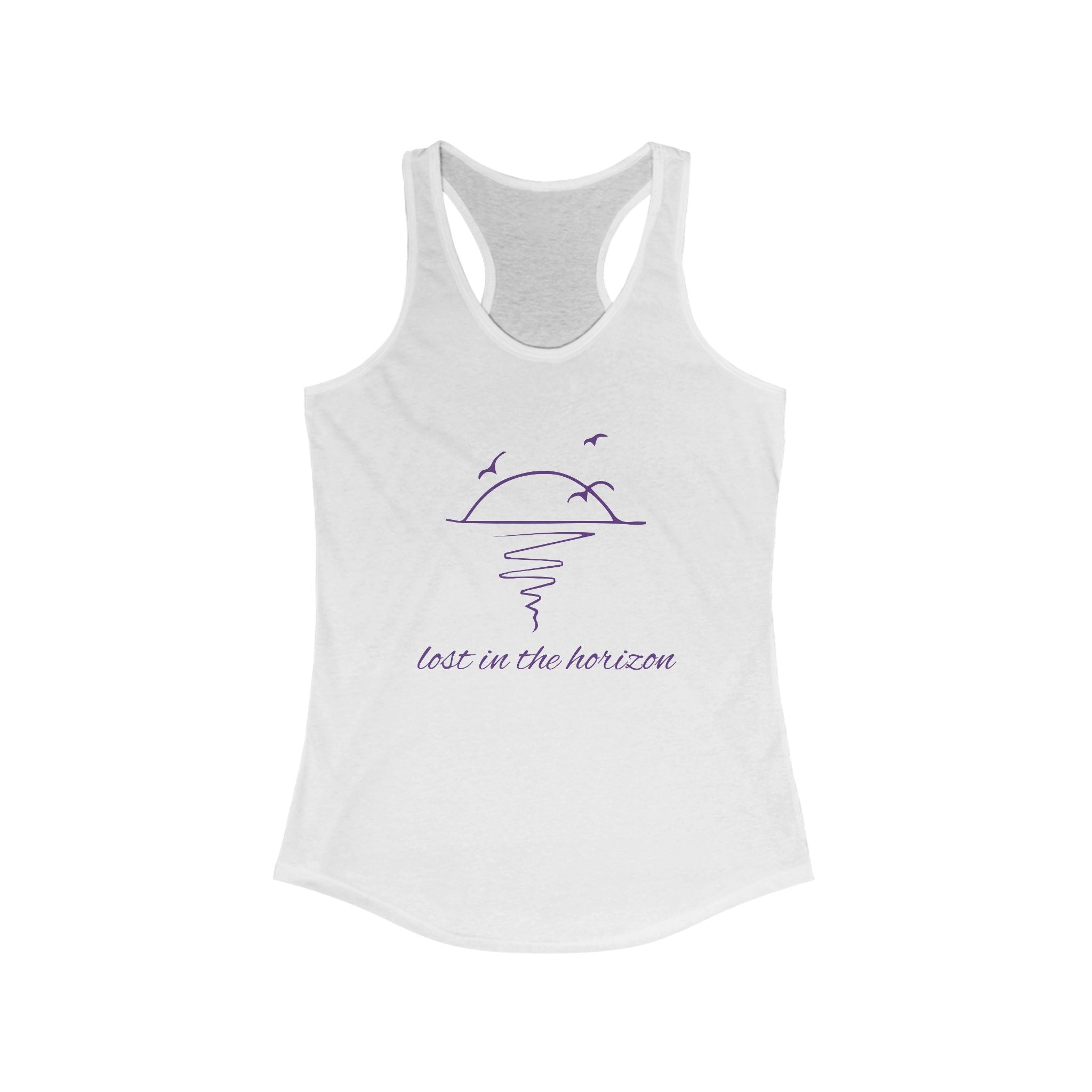 Beach Vibes Racerback Tank - "Lost in the Horizon" Summer Apparel for Vacation, Yoga, Gym, Gifts
