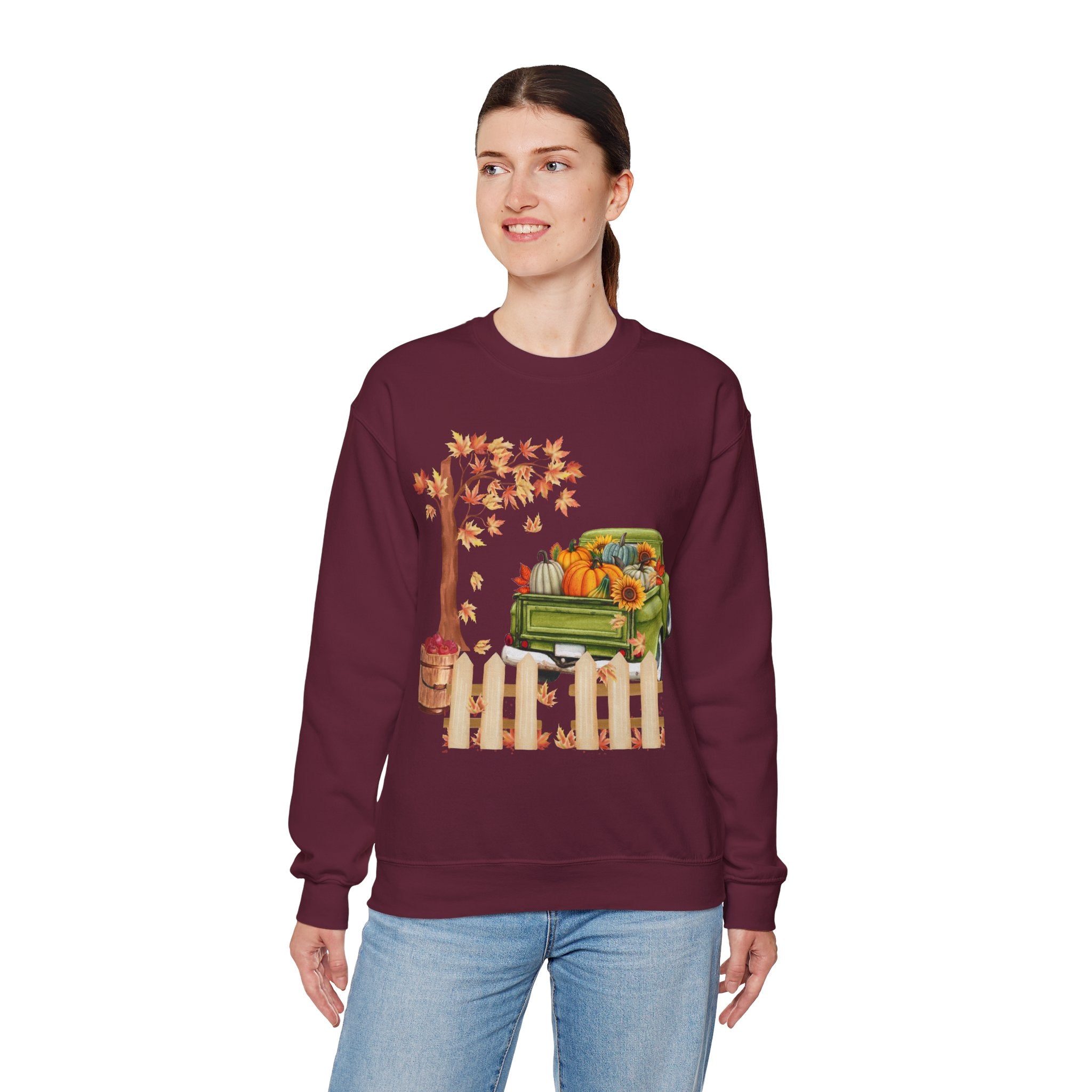 Autumn Vibes Crewneck Sweatshirt – Cozy Fall Apparel, Pumpkin Decor, Harvest Festival Fashion, Unisex Sweatshirt, Seasonal Layering
