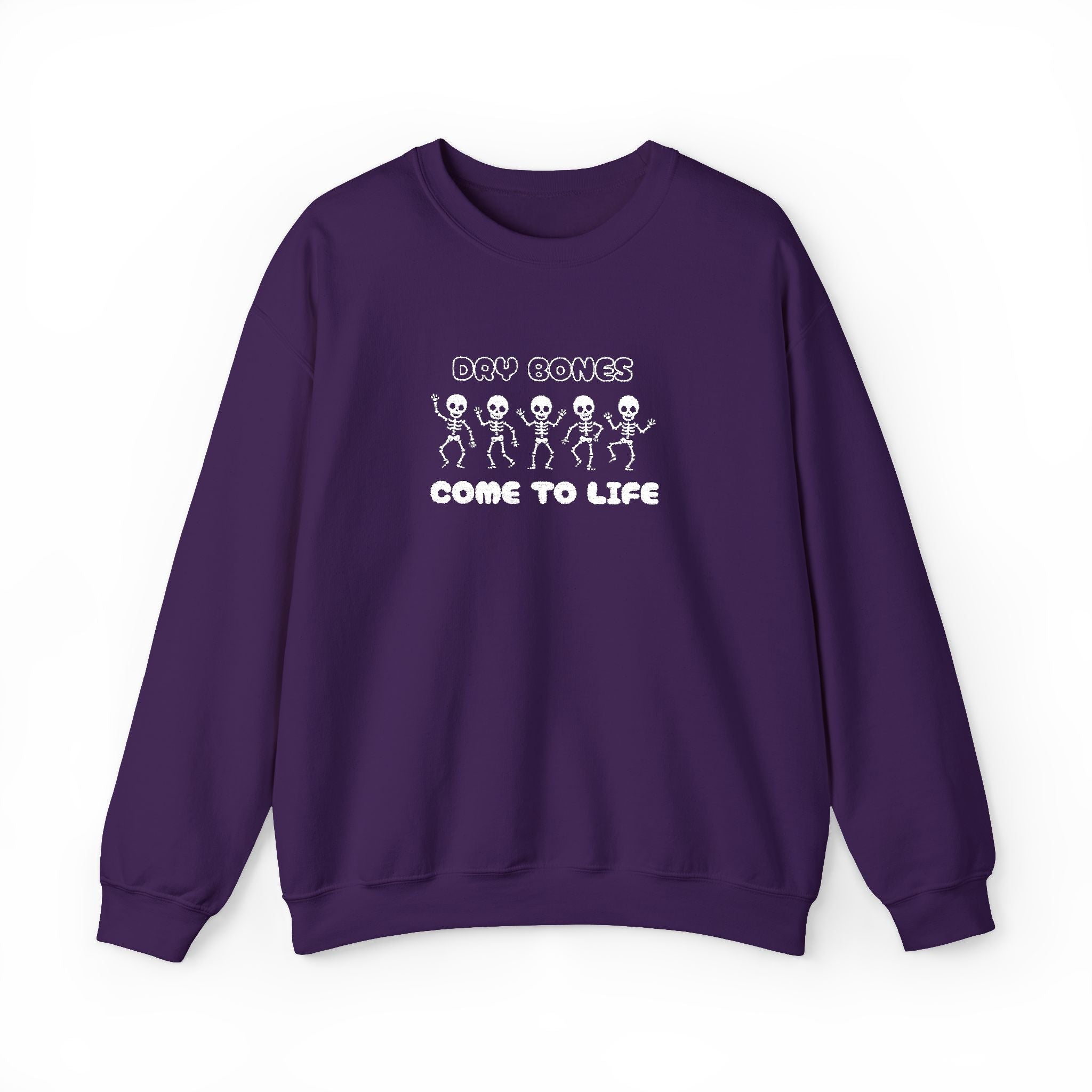 Embroidered Dry Bones Sweatshirt, Ghostly Vibes Unisex Crewneck, Casual Fall Fashion, Halloween Costume, Perfect for Trick or Treating