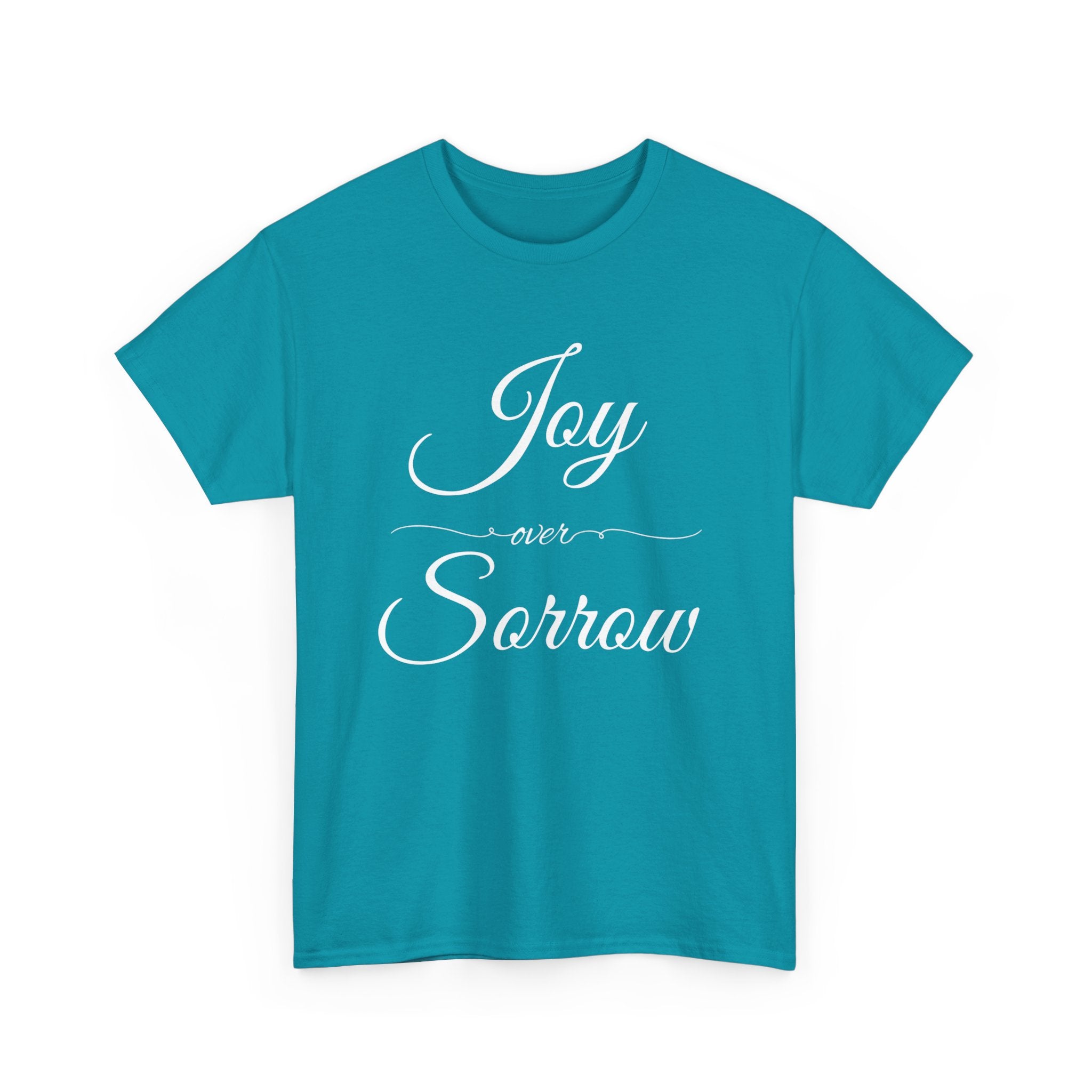 Joy Over Sorrow Unisex Heavy Cotton Tee, Inspirational T-Shirt, Casual Wear, Gift for Him and Her, Everyday Comfort, Grief and Hope Shirt