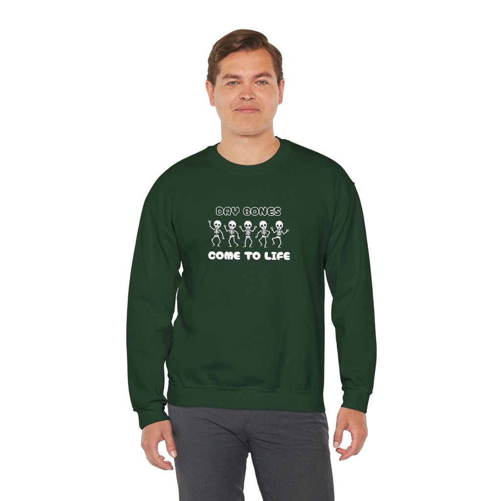 Embroidered Dry Bones Sweatshirt, Ghostly Vibes Unisex Crewneck, Casual Fall Fashion, Halloween Costume, Perfect for Trick or Treating