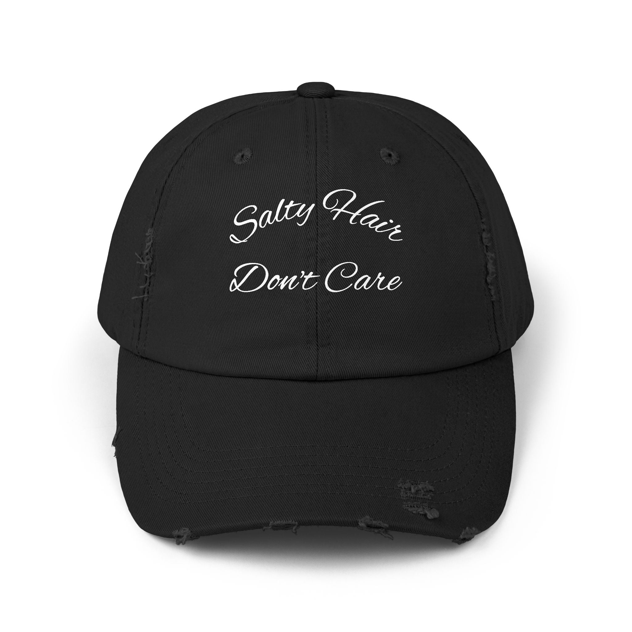 Salty Hair Don't Care Stylish Unisex Distressed Cap - Perfect for Beach Days, Vacation, and Casual Outings, Salty Hair Don't Care Hat, Trendy Accessories, [...]