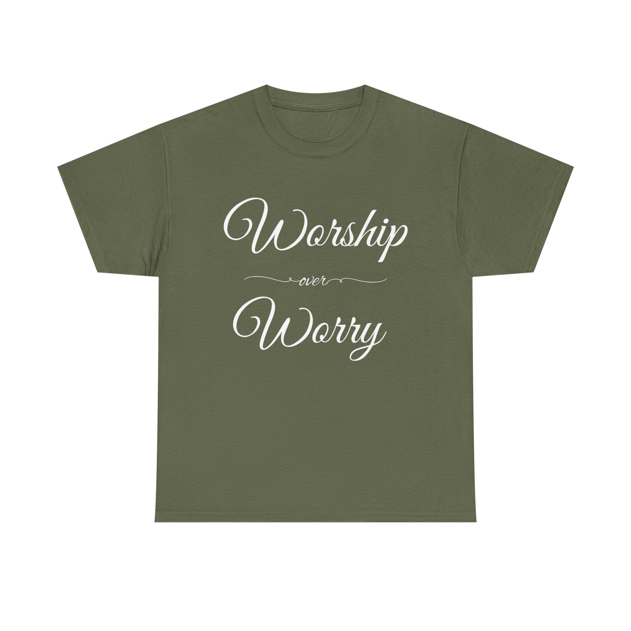 Worship Over Worry Unisex Heavy Cotton Tee - Inspirational T-Shirt, Motivational Apparel, Gift for Faith, Sunday Best, Everyday Comfort