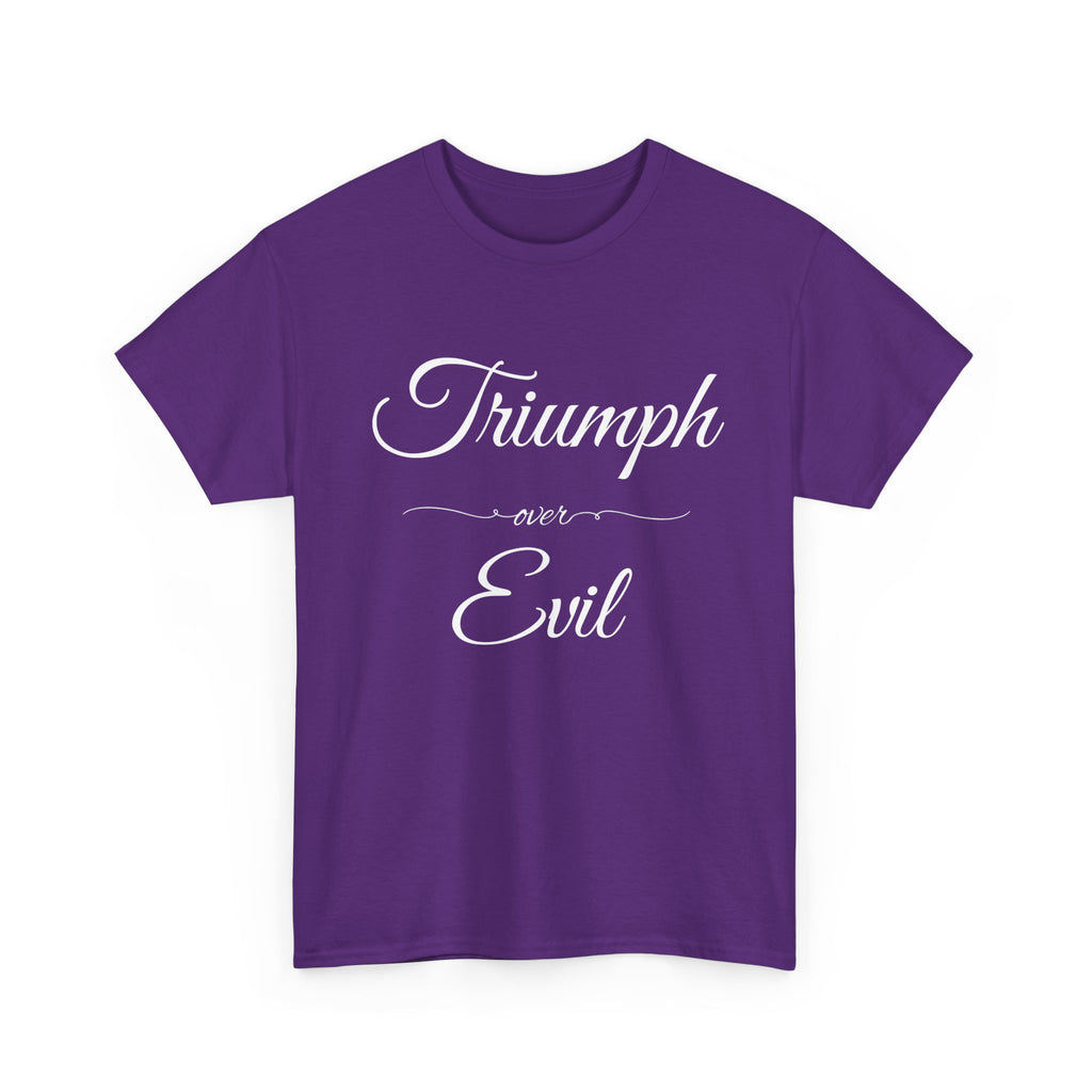 Triumph Over Evil Unisex Heavy Cotton Tee | Inspirational Tee, Casual Wear, Gift for Heroes, Motivational Shirt, Everyday Style