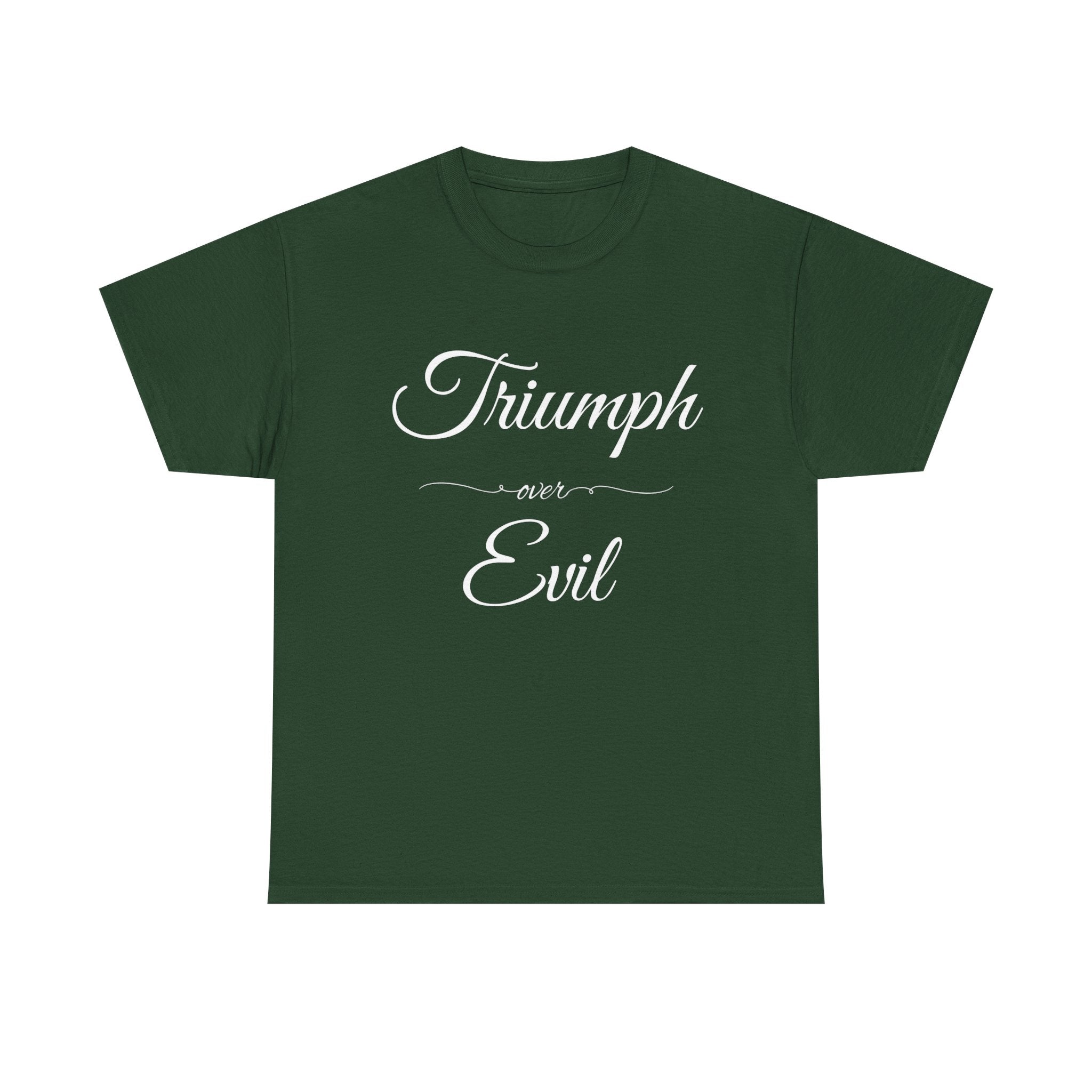 Triumph Over Evil Unisex Heavy Cotton Tee | Inspirational Tee, Casual Wear, Gift for Heroes, Motivational Shirt, Everyday Style
