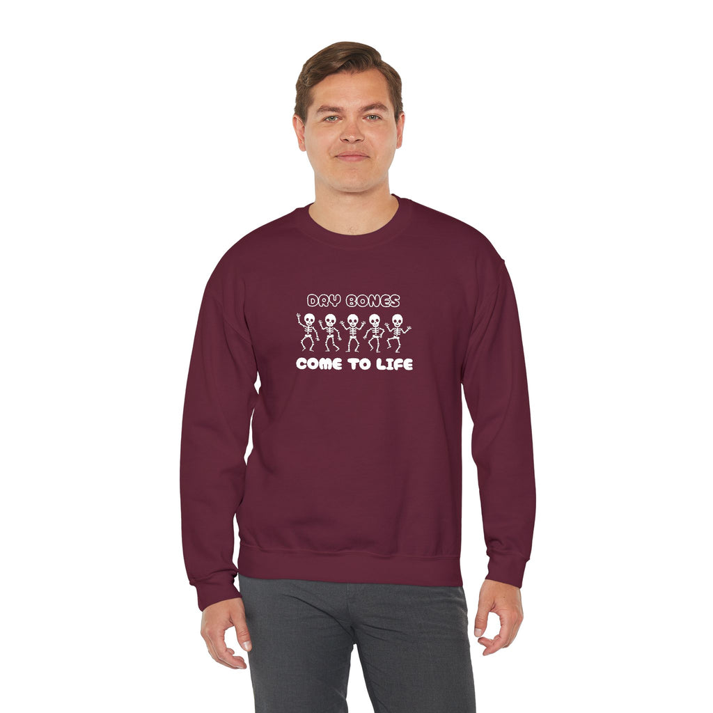 Embroidered Dry Bones Sweatshirt, Ghostly Vibes Unisex Crewneck, Casual Fall Fashion, Halloween Costume, Perfect for Trick or Treating