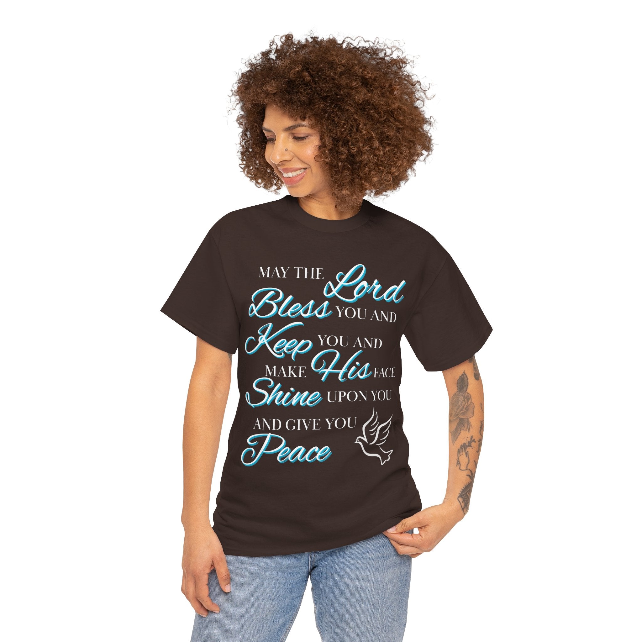 May The Lord Bless You and Keep You Faith-Inspired Unisex Heavy Cotton Tee, Inspirational Graphic Shirt, Christian Gift, Casual Wear, Spiritual Comfort, Religious Apparel